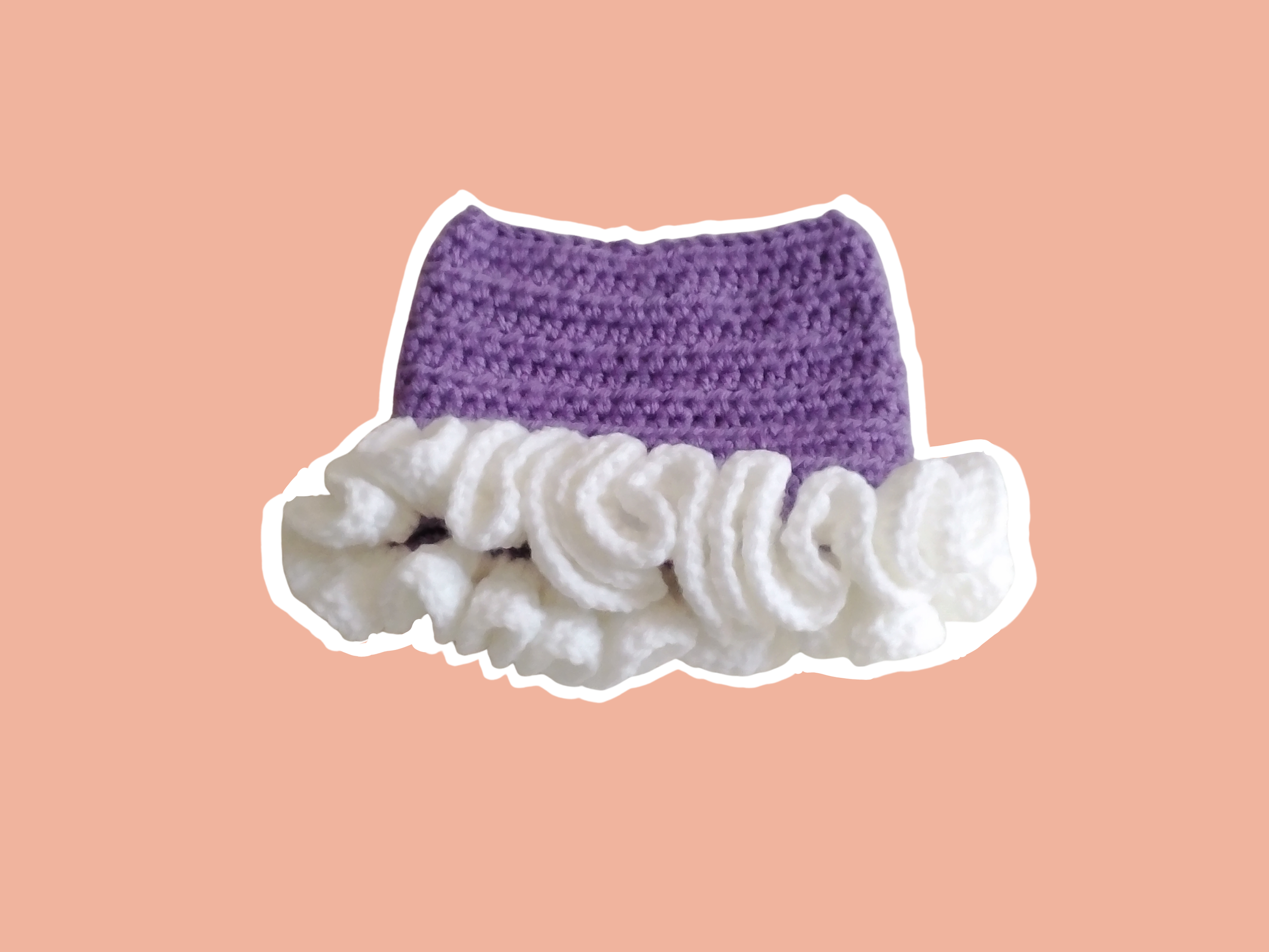 Mini Lavender and White Ruffle Cat Beanie