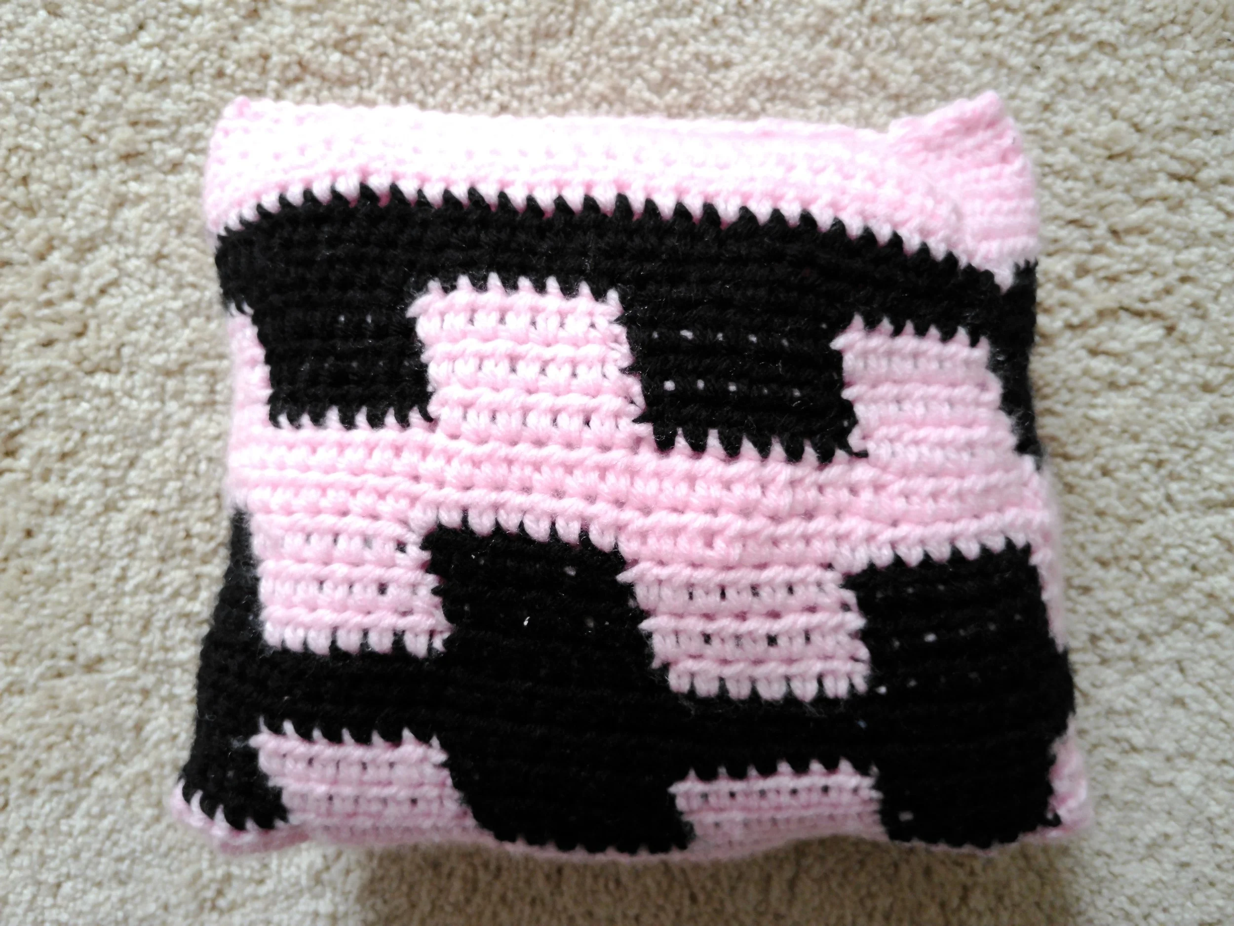 Pink and Black H Checkered Mini Pillow_Front.JPG