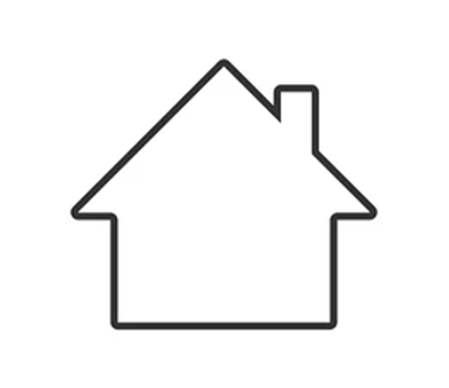 Simple black outline of a house on a white background.
