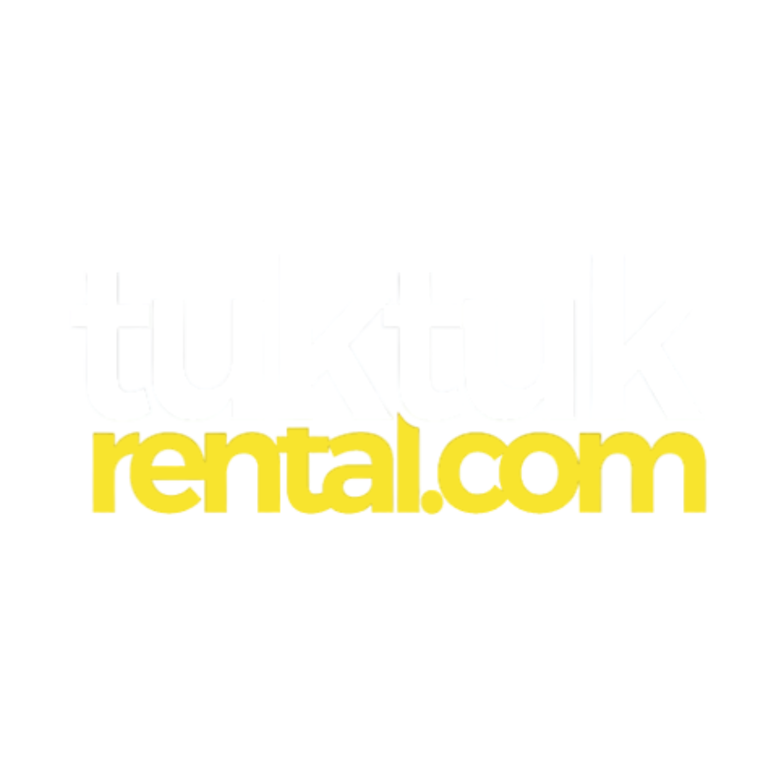 Logo for TuktukRental.com with black background and the words 'tuktuk' in white and 'rental.com' in yellow.