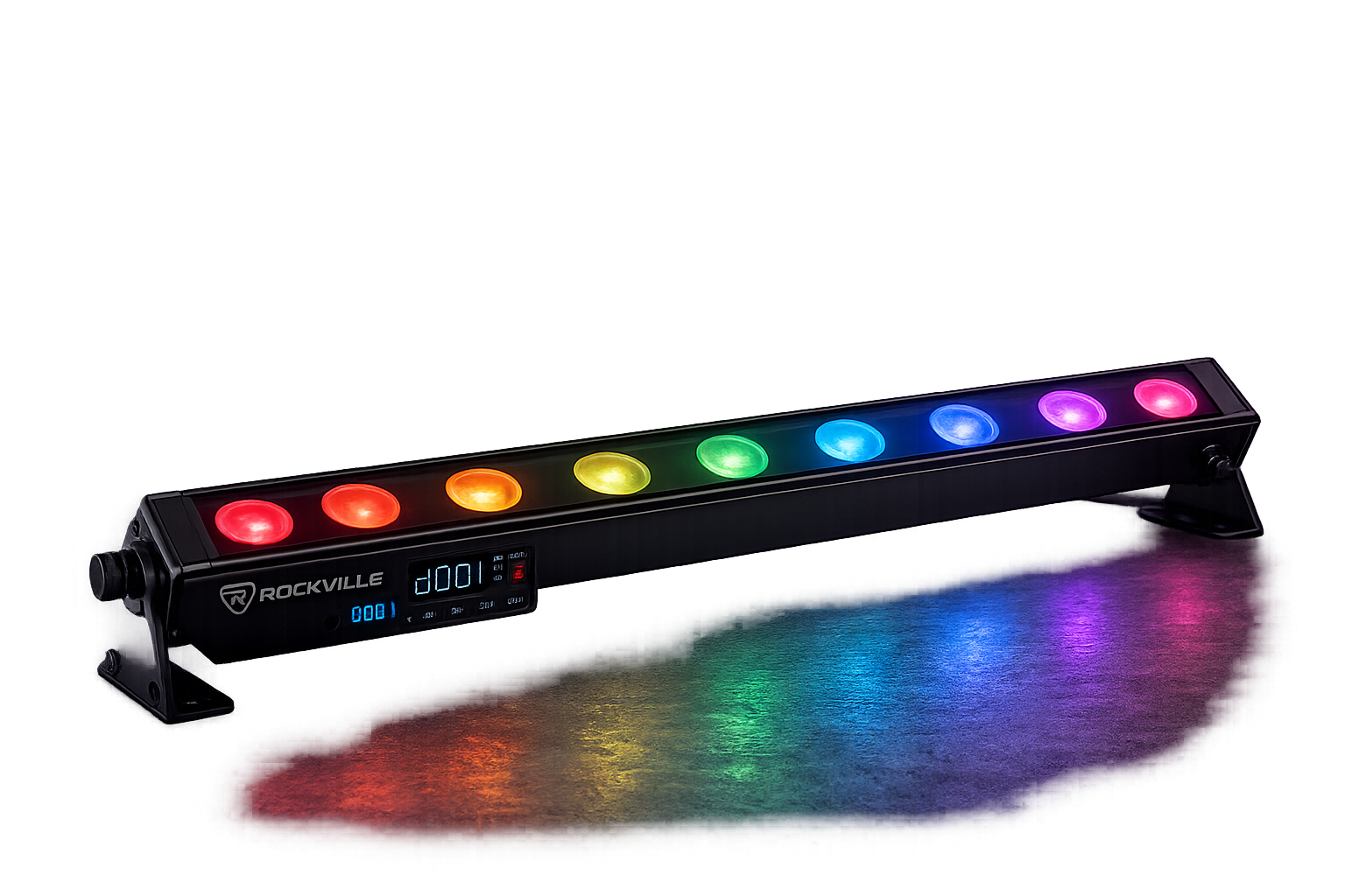 A large black stage with a fabric skirt, set against a plain black background.