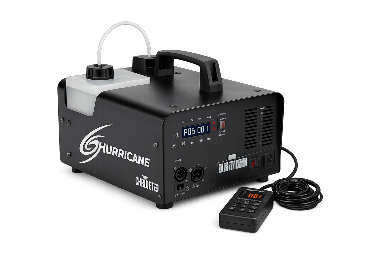 Empty black stage with a black skirt, centered against a black background.