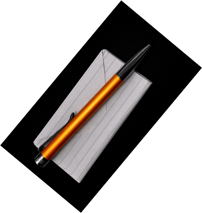 HerConstans orange metallic pen on folded letter