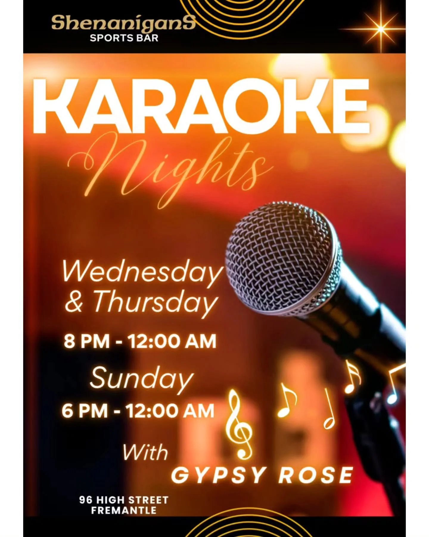 It's KARAOKE NIGHT, and the stage is yours 🎤 🔥 

Grab the crew, pick your song, and show us what you've got 🤘🏻 

🎶 Wednesday &amp; Thursday | 8pm - 12am
🎶 Sunday | 6pm - 12am 
🎤  Hosted by Gypsy Rose 

#karaokenight #karaokefreo #fremantlenigh