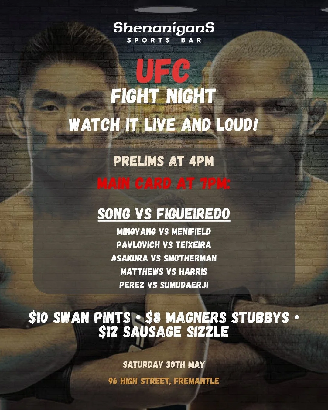 This Saturday is ON! 

With deals like this, you wouldn't wanna watch the UFC anywhere else 👀

Book your table now to avoid missing out on the action 💥 (link in our bio) 

See ya there sports fans!

#ufc #shenanigansfreo