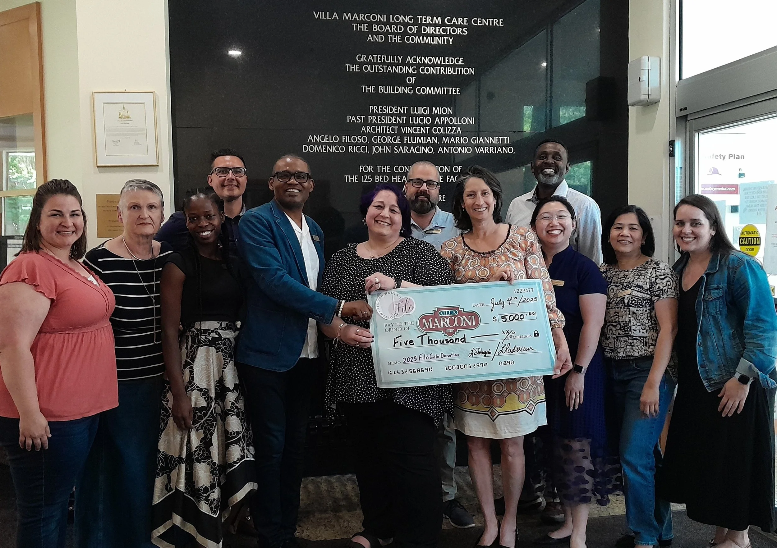 2025 Gala Donation to Villa Marconi LTC