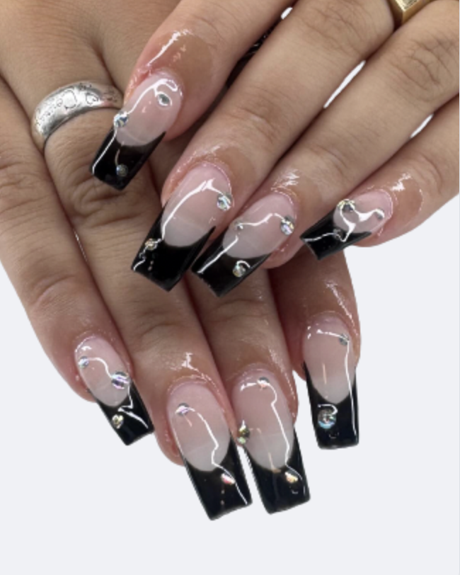 Black French with Gems Set