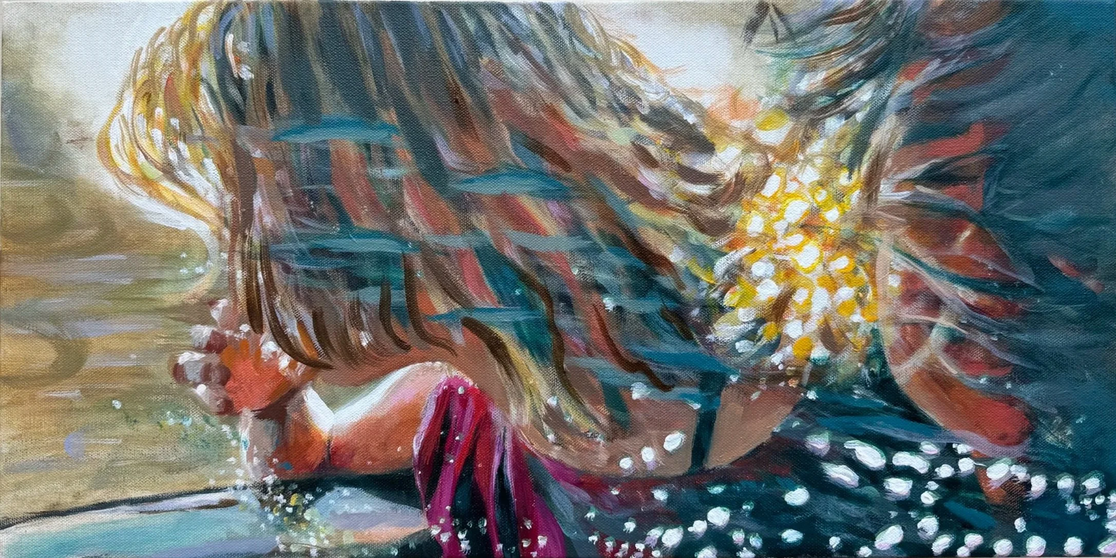 Fleeting - 2026 Acrylic and oil on canvas 12x24in