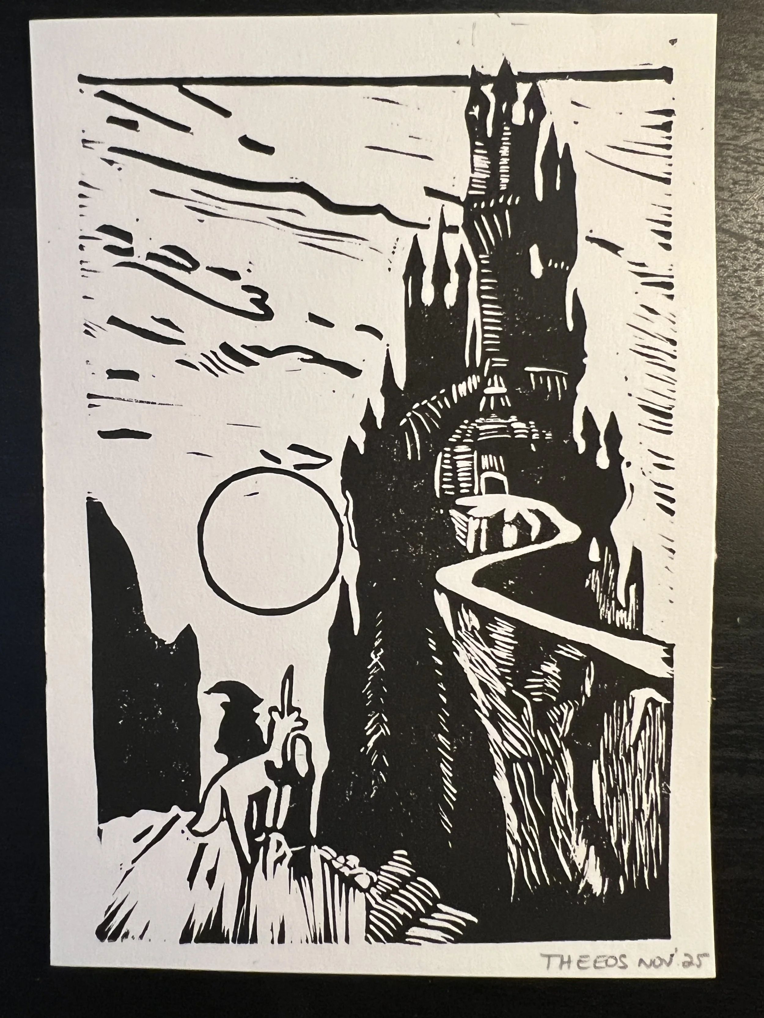 Fantasy Castle Linocut Print