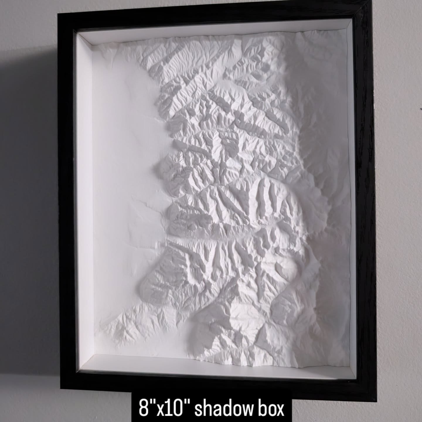 Wasatch Range, 8&rdquo;&times;10&rdquo; (shadow box) &mdash; $40
Same beloved terrain, smaller footprint. This 8&times;10 brings the Front&rsquo;s drama&mdash;City Creek to Point of the Mountain&mdash;into a size that slips perfectly onto a gallery w