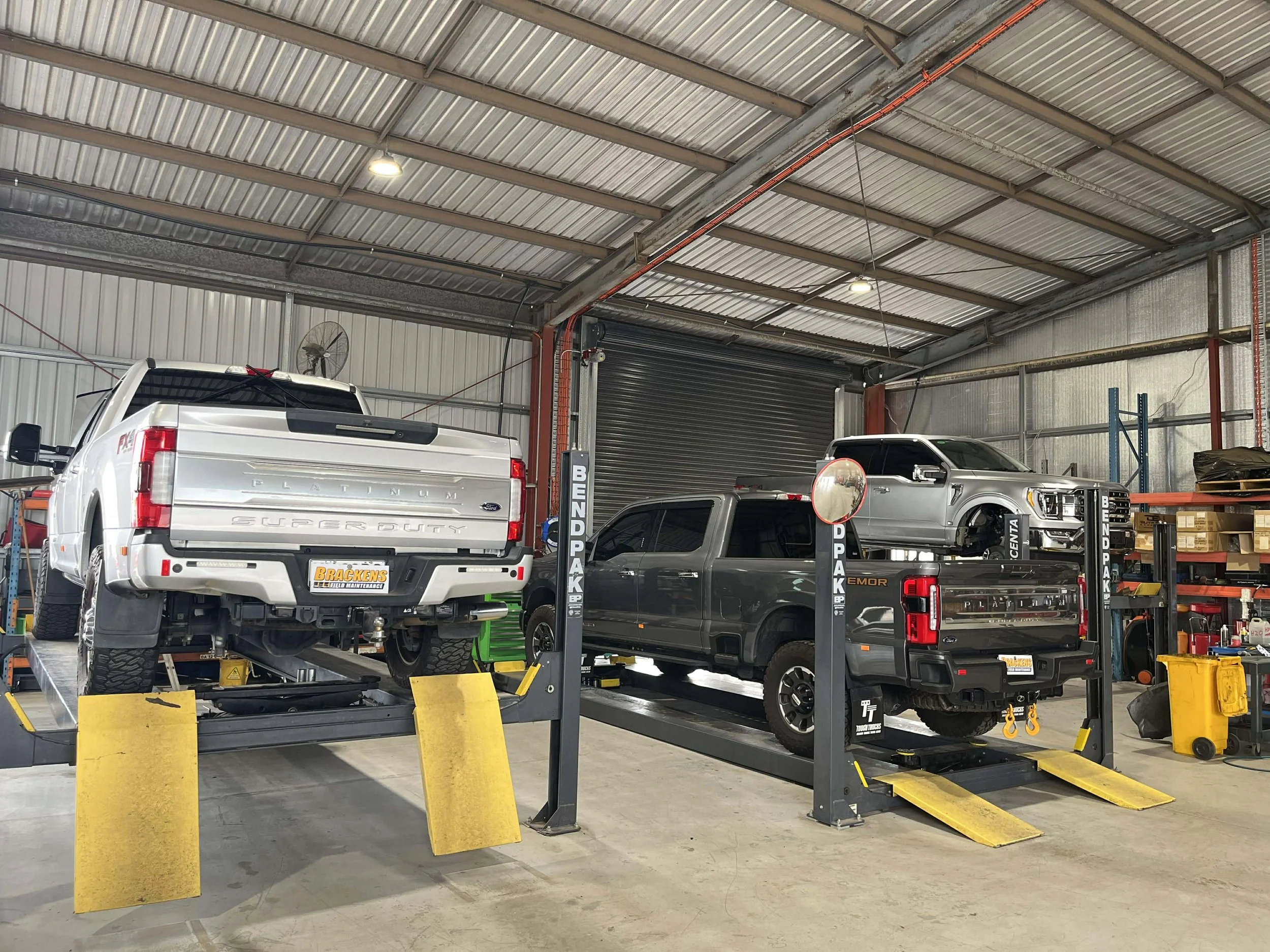 Inside Brackens Field Maintenance automotive workshop
