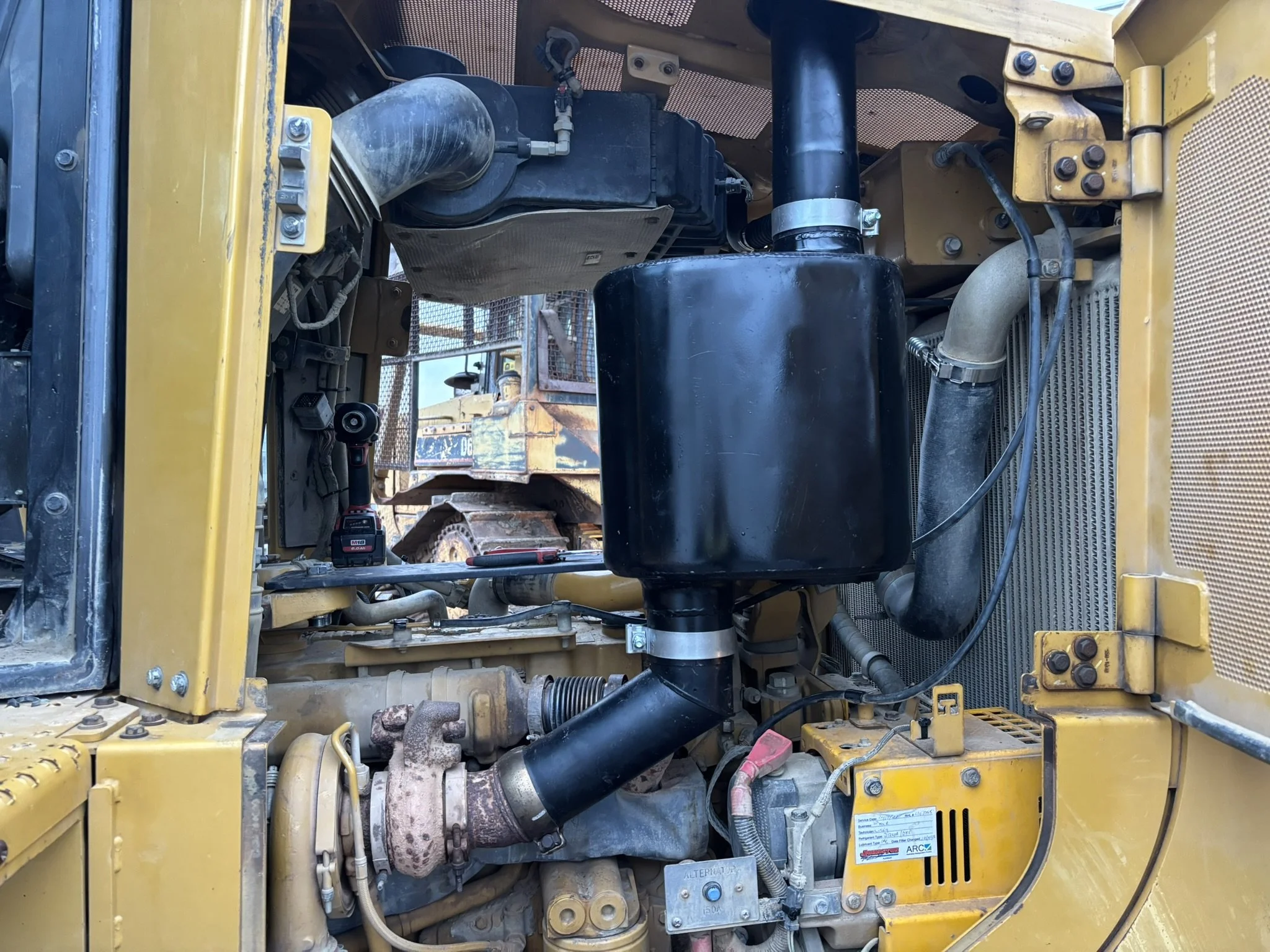 Close-up view of a vehicle's engine compartment