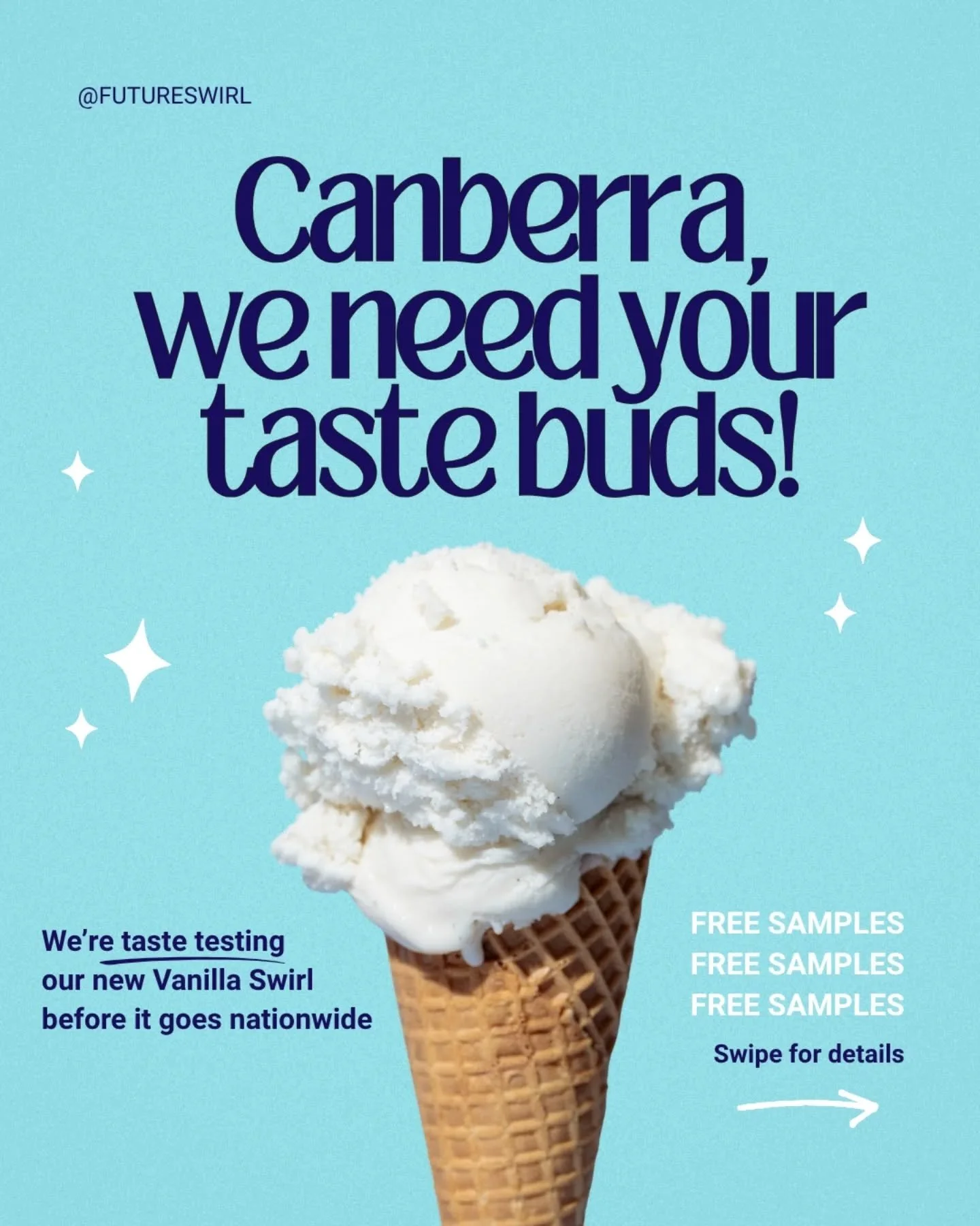 Hey, Canberra 👋 it's been a while! 

But we're going to make it up to you with FREE ICE CREAM 🍦🍦🍦

We've gone from serving our oat milk soft serve from our little food trailer to getting our frozen dessert on ACT store shelves... And now we're ge