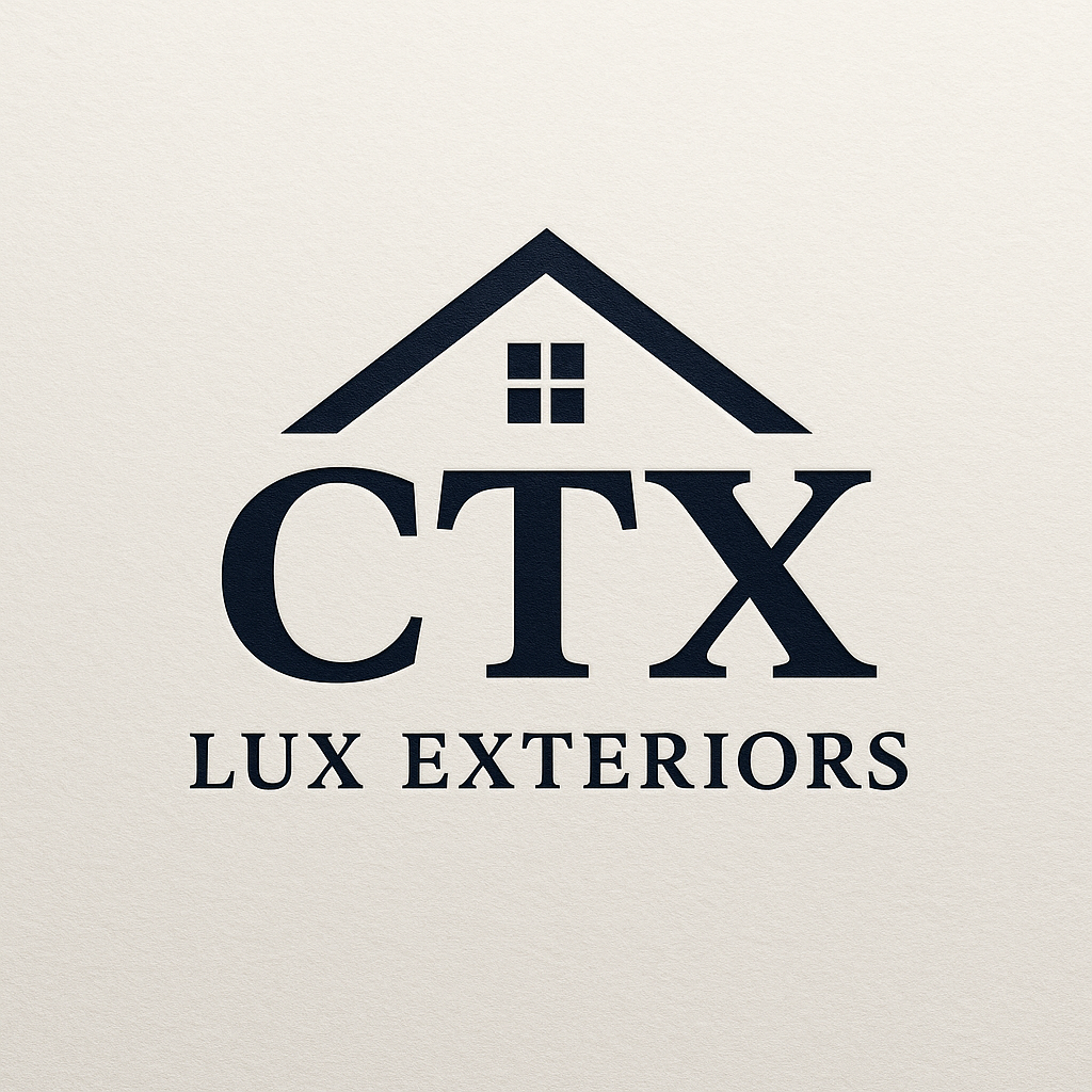 Logo for CTX Lux Exteriors featuring a house roof above the initials 'CTX' and the company name underneath.
