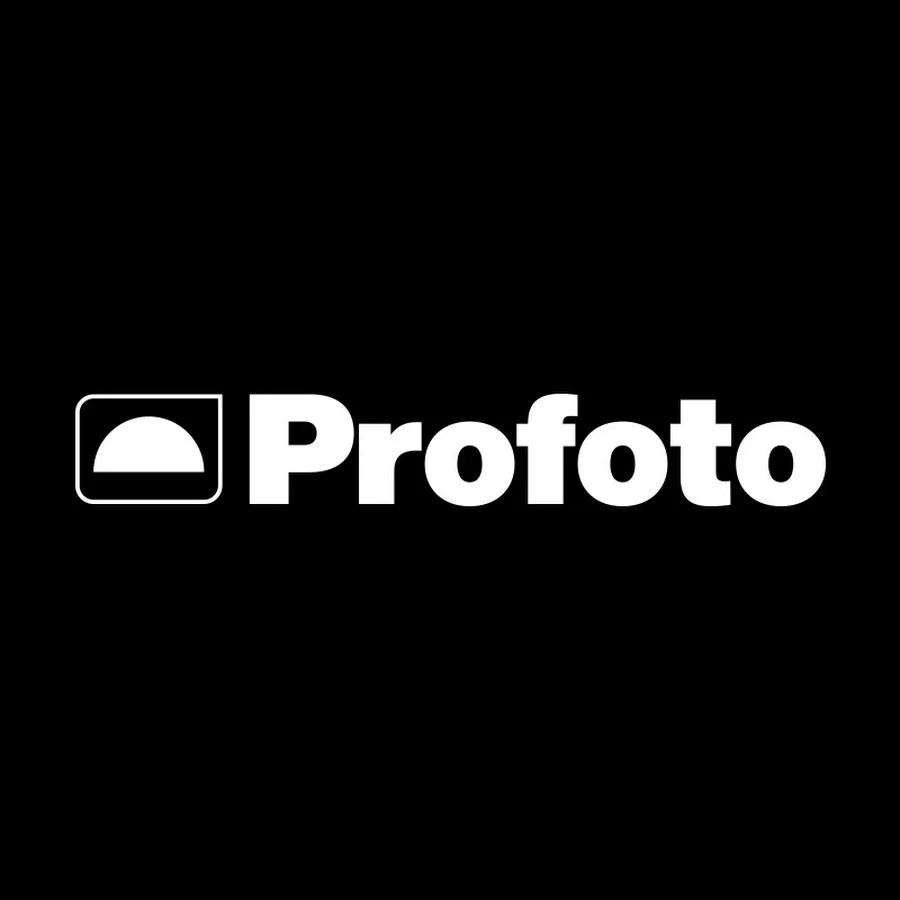 Black background with the Profoto logo and a white icon of a semi-circle inside a square.