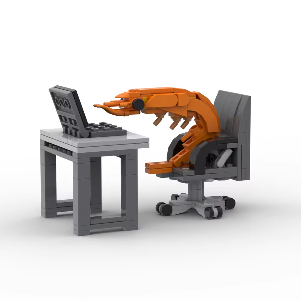 Shrimp Chillin' on a Laptop - Building Block Set