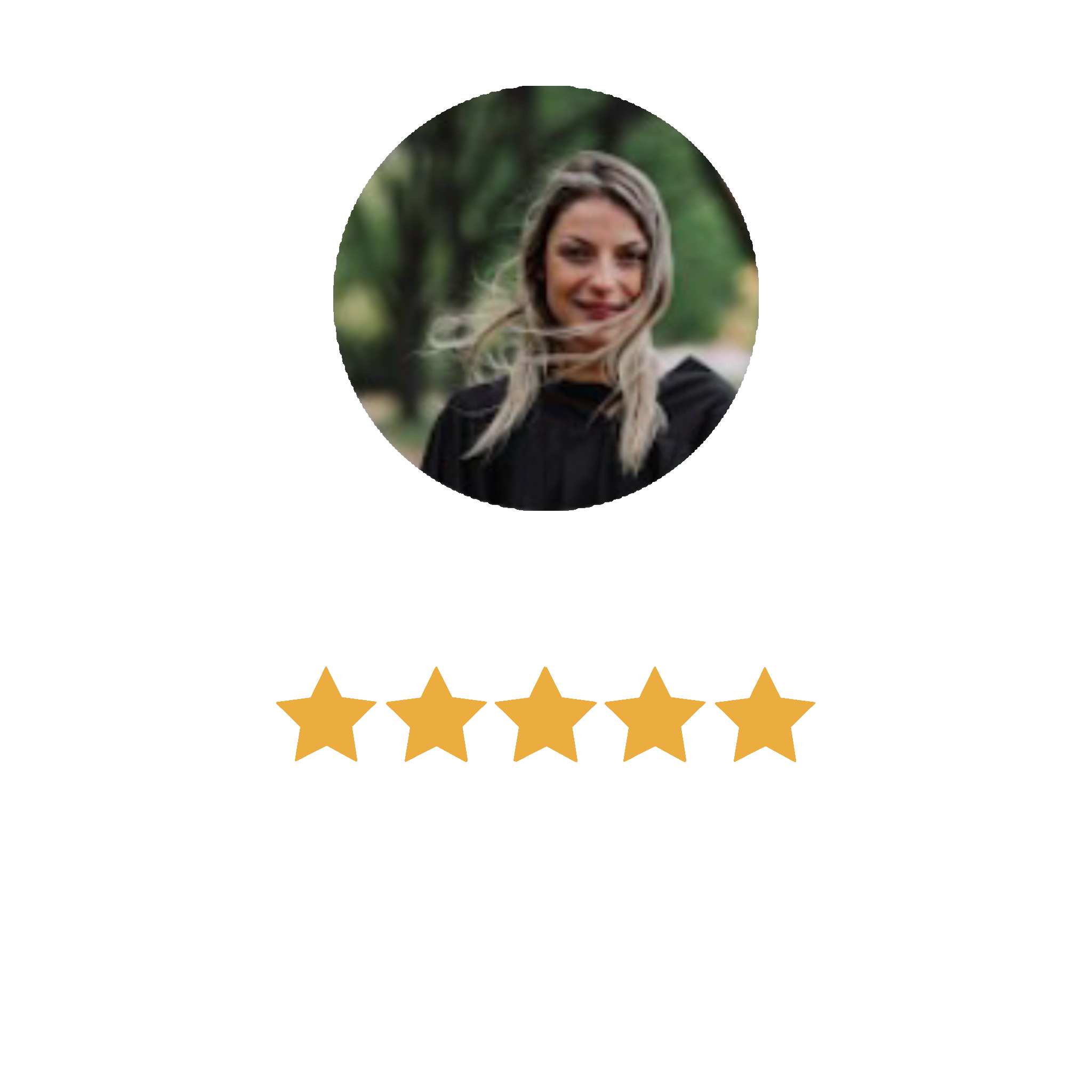 A woman write 5 stars on google review