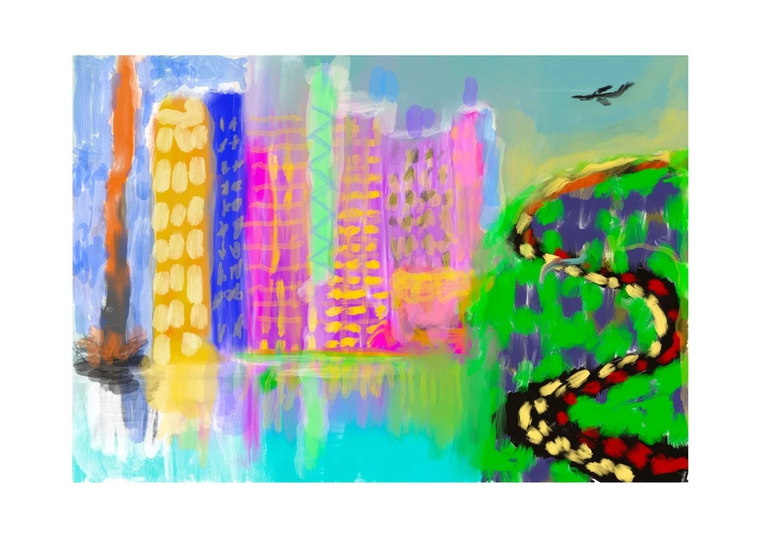 “New York Minute” - 42x60 cm, Hand painted Digital Oil
