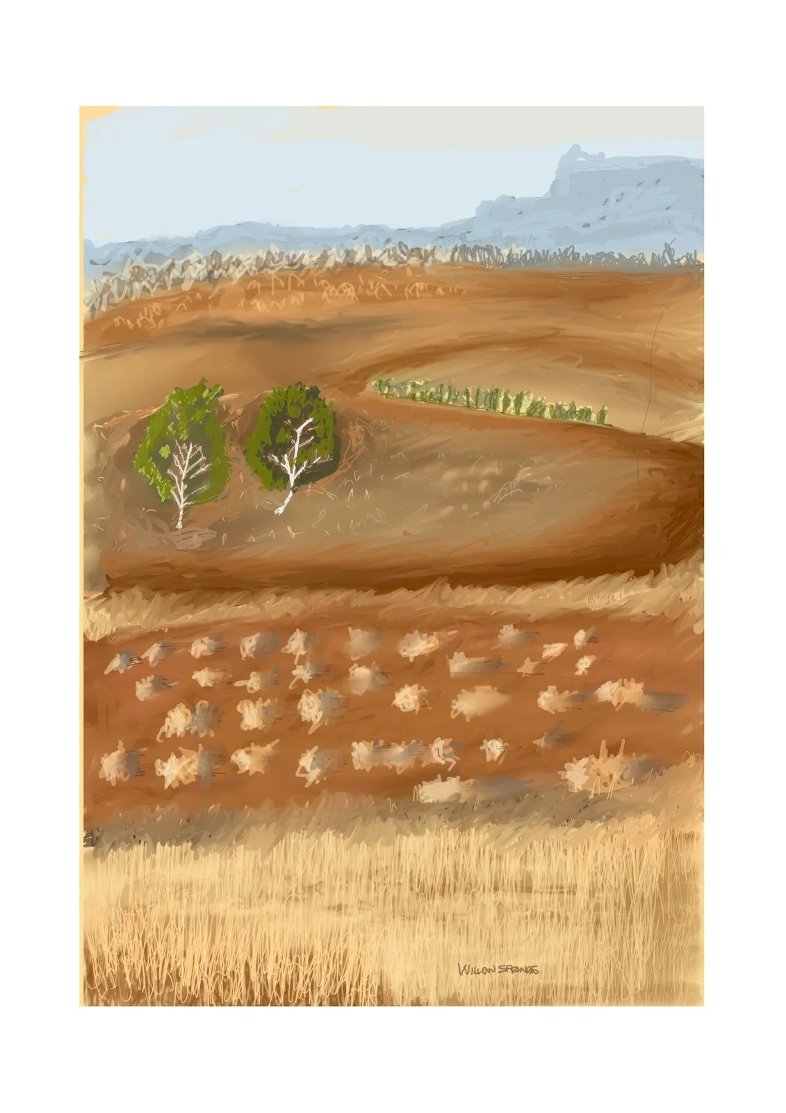 “Willow Springs” - 60X42cm, Hand painted Digital Oil