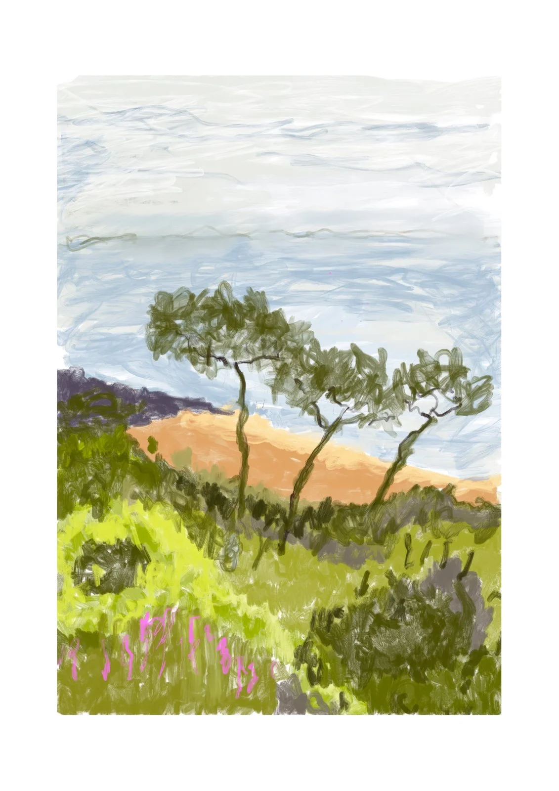 “Kirks Road Beach” - 60x42cm, Hand painted Digital Oil