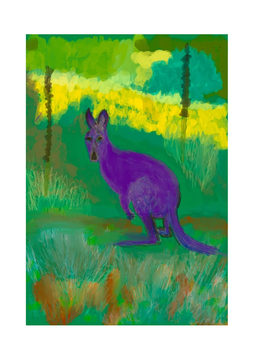 “Flinders Wallaby” - 20x30cm, Hand painted Digital Oil