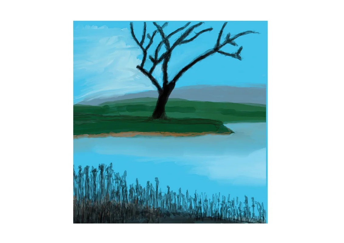“Ashdon Lake” - 30x30 cm, Hand painted Digital Acrylic