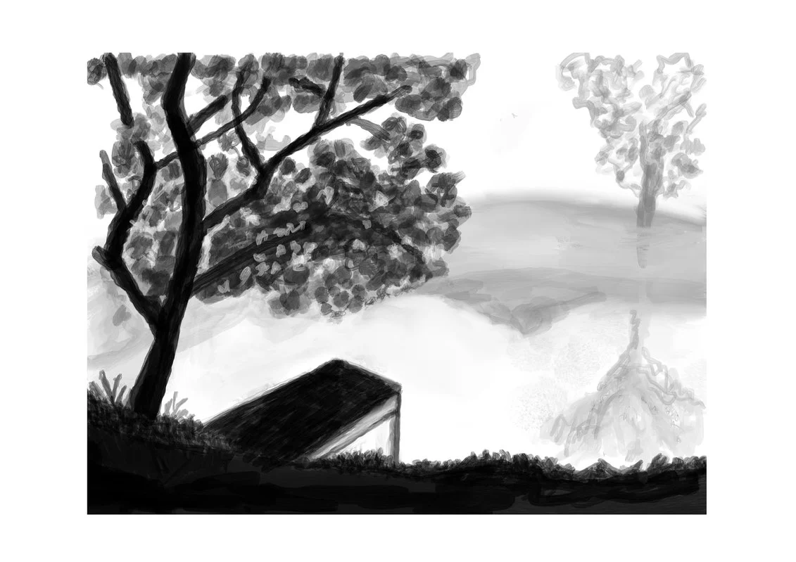 “Woodend Winter 2” - 40X30cm, Hand Painted Digital Acrylic
