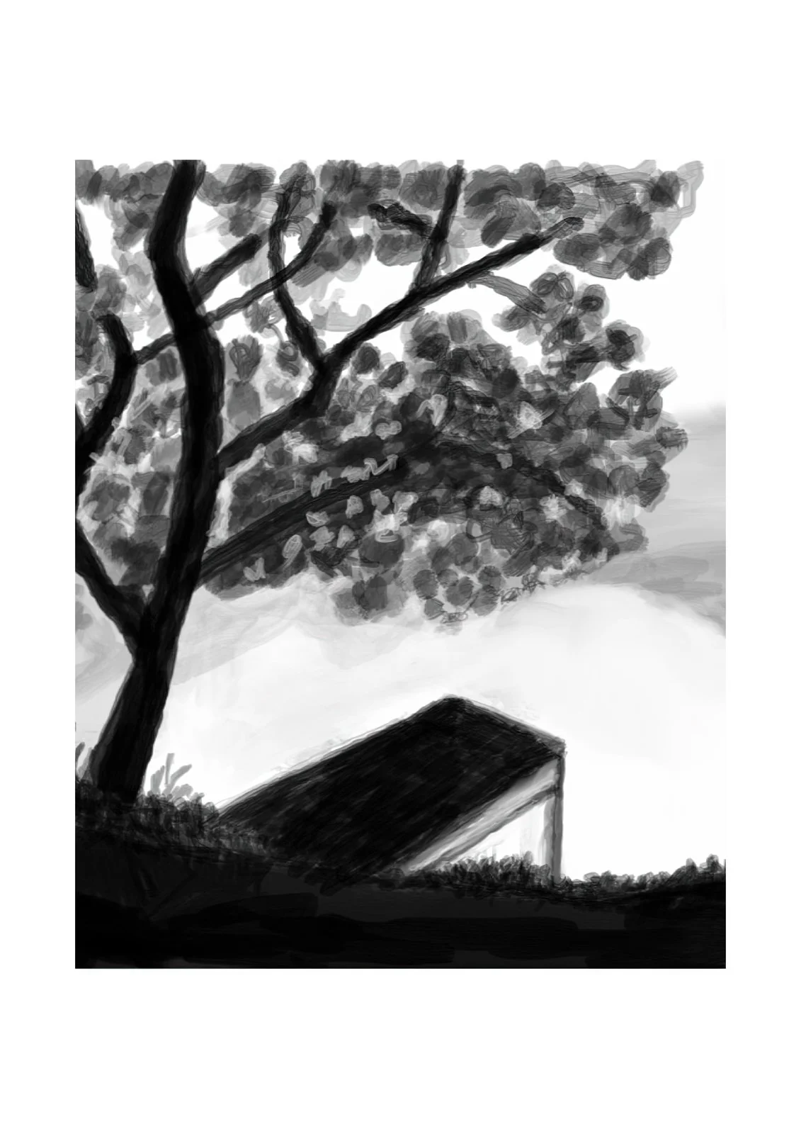 “Woodend Winter” - 30X30cm, Hand painted Digital Acrylic