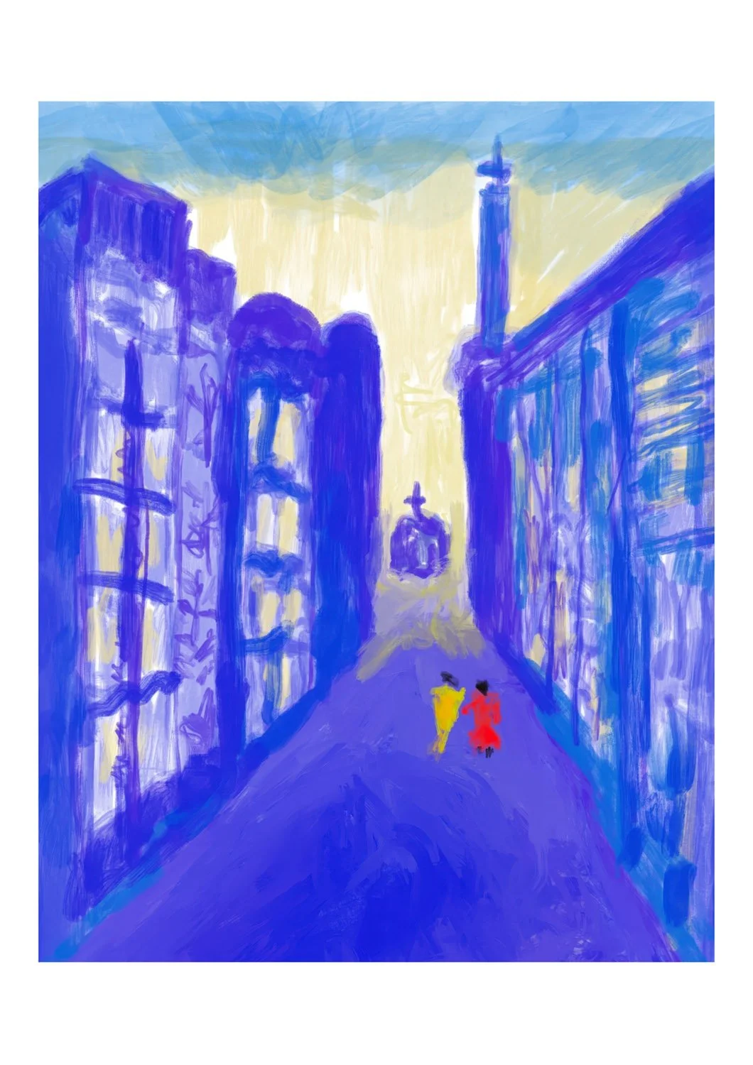 “Sunday Morning” - 60x60 cm, Hand painted Digital Oil