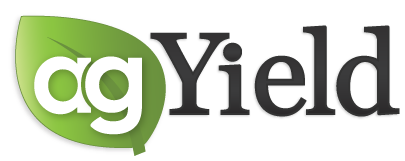AgYield logo, where "ag" is inside a green leaf.