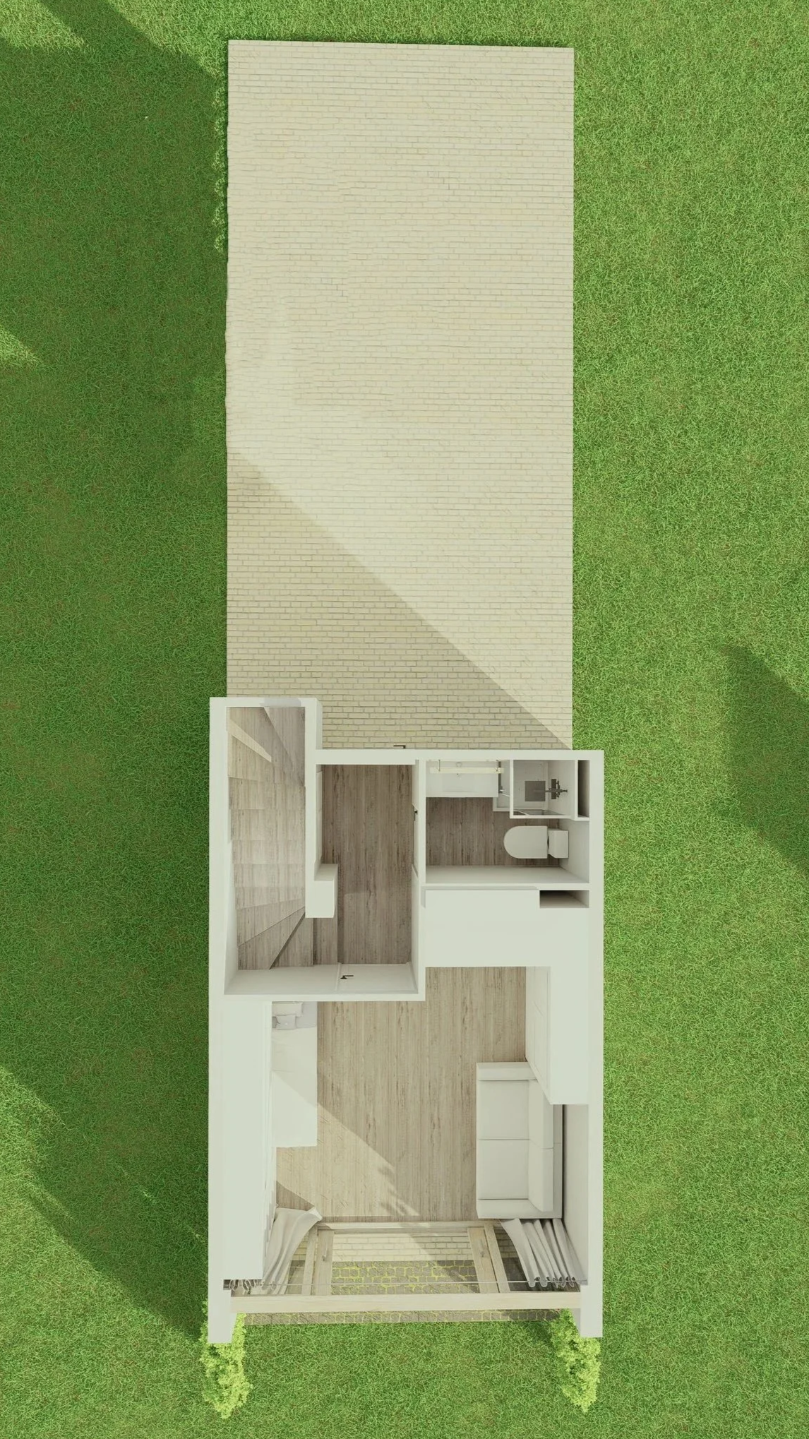 "Planos de distribución antes y después para reforma de dúplex vacacional, mostrando la optimización estratégica del espacio."