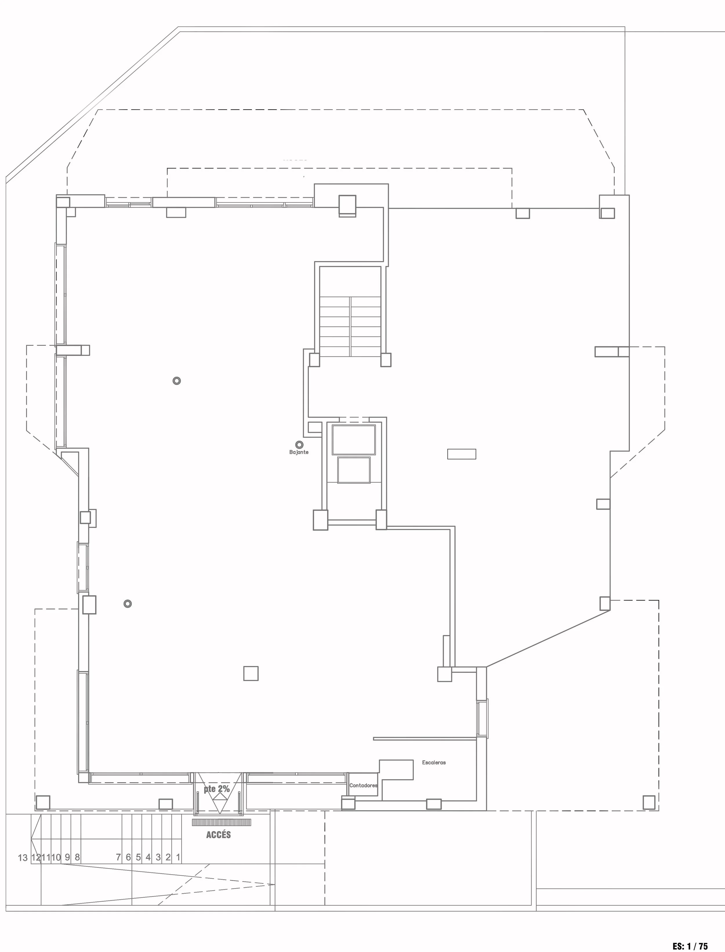Planos de estado inicial y final para reforma de clínica oftalmológica en Barcelona. Sistematización de espacios profesionales de alta exigencia.