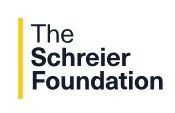 Logo of The Schreier Foundation with black text on a white background and a yellow vertical line.