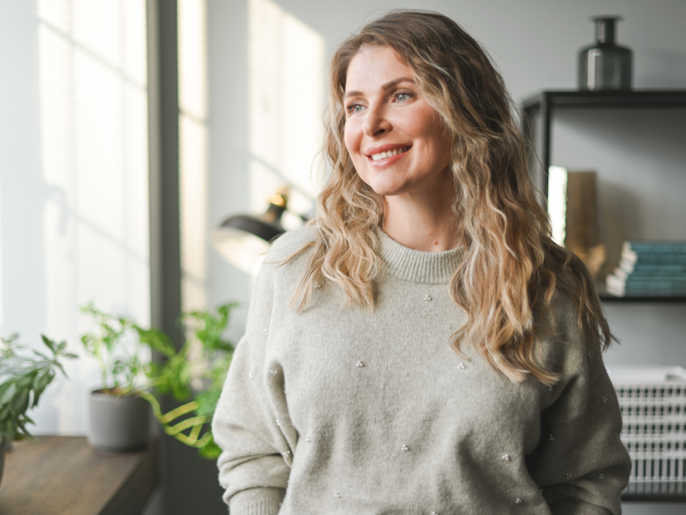 woman looking postive from counselling session