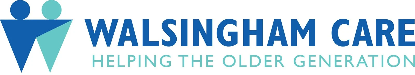 Walsingham Care logo with an abstract icon of two people and the text 'Walsingham Care Helping the Older Generation'.