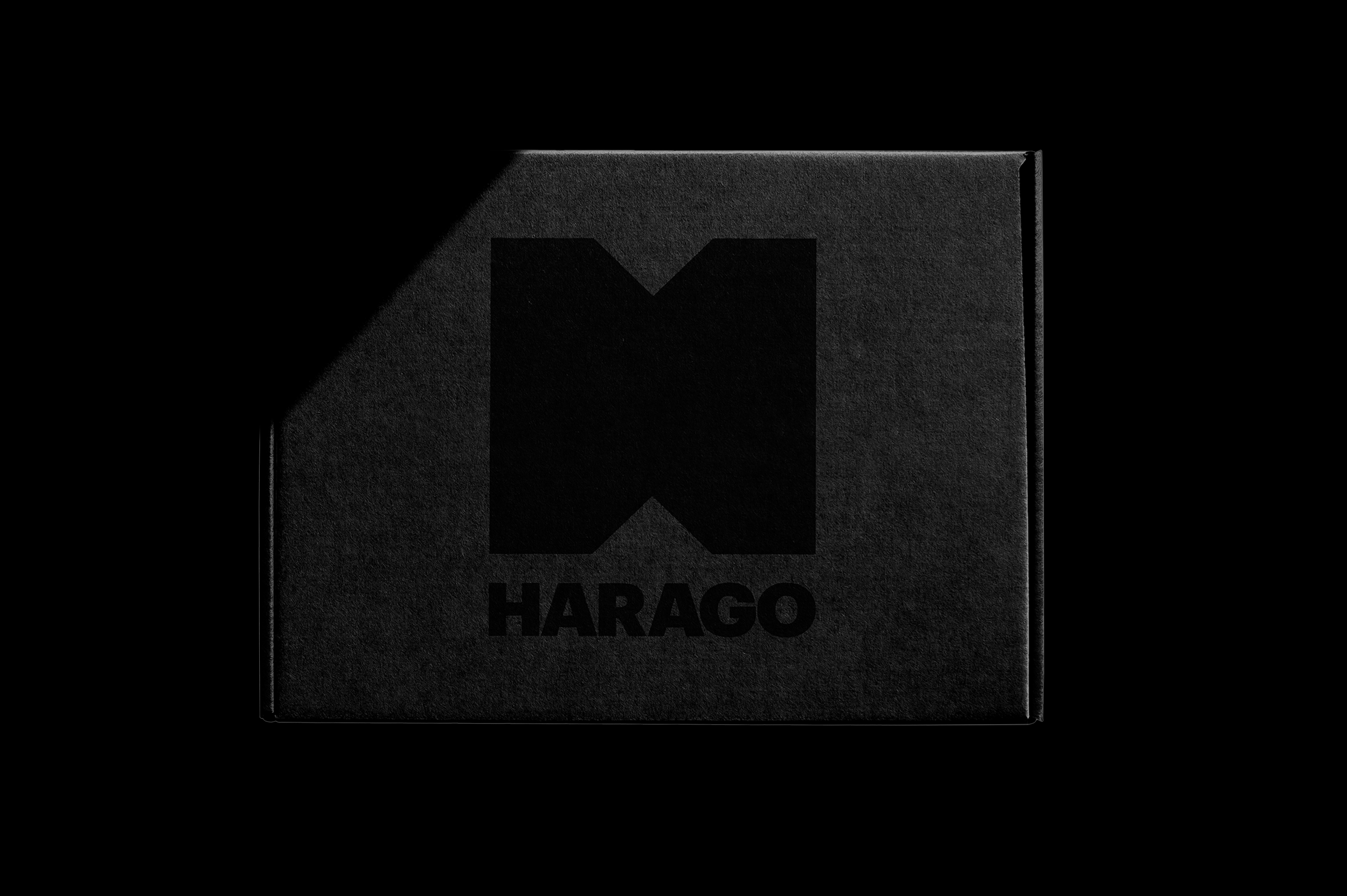 Boîte noire le H emblématique de la nouvelle image de marque d'HARAGO.