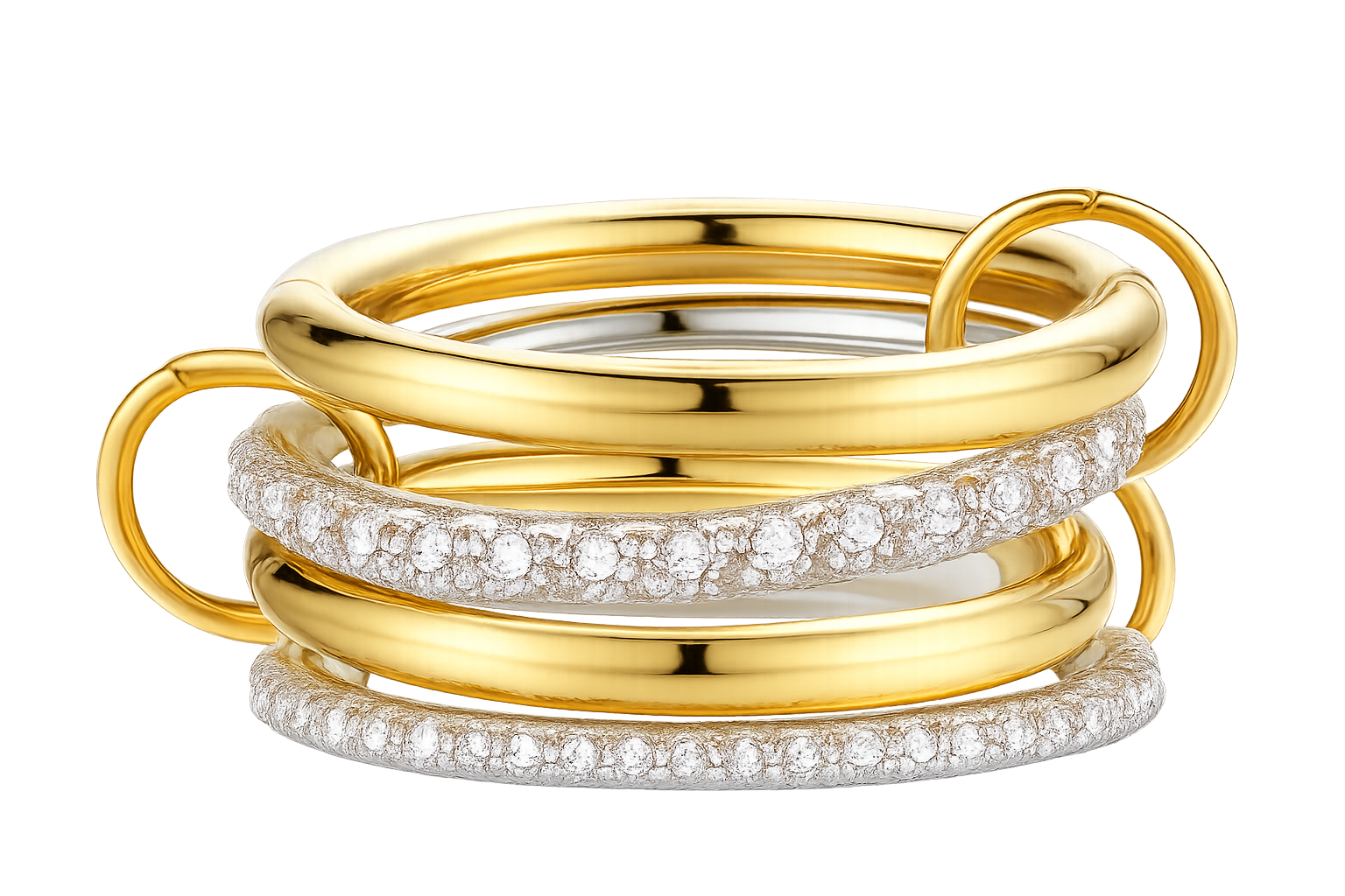 Emibele Stackable Rings for Women, Non Tarnish 14K Gold Plated Rings Stack, Interlocking Silver Gold Mixed Metal Statement Ring, Dainty Cubic Zirconia Stacking Bands Jewelry Gifts for Women, Size 6