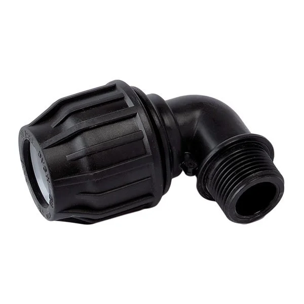 Codo polietileno rosca Macho