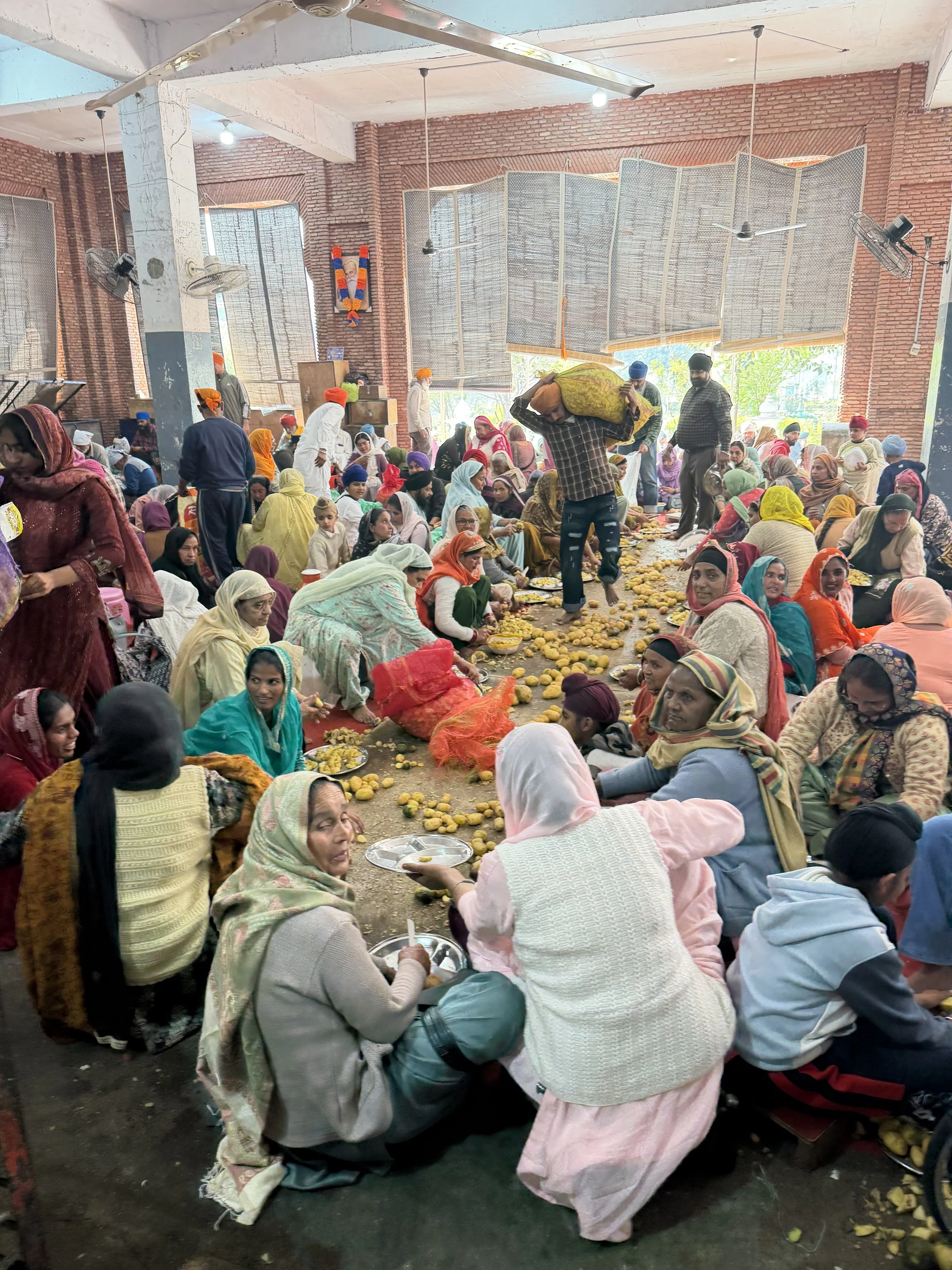 Volunteers preparing food in the langar kitchen at the Golden Temple
