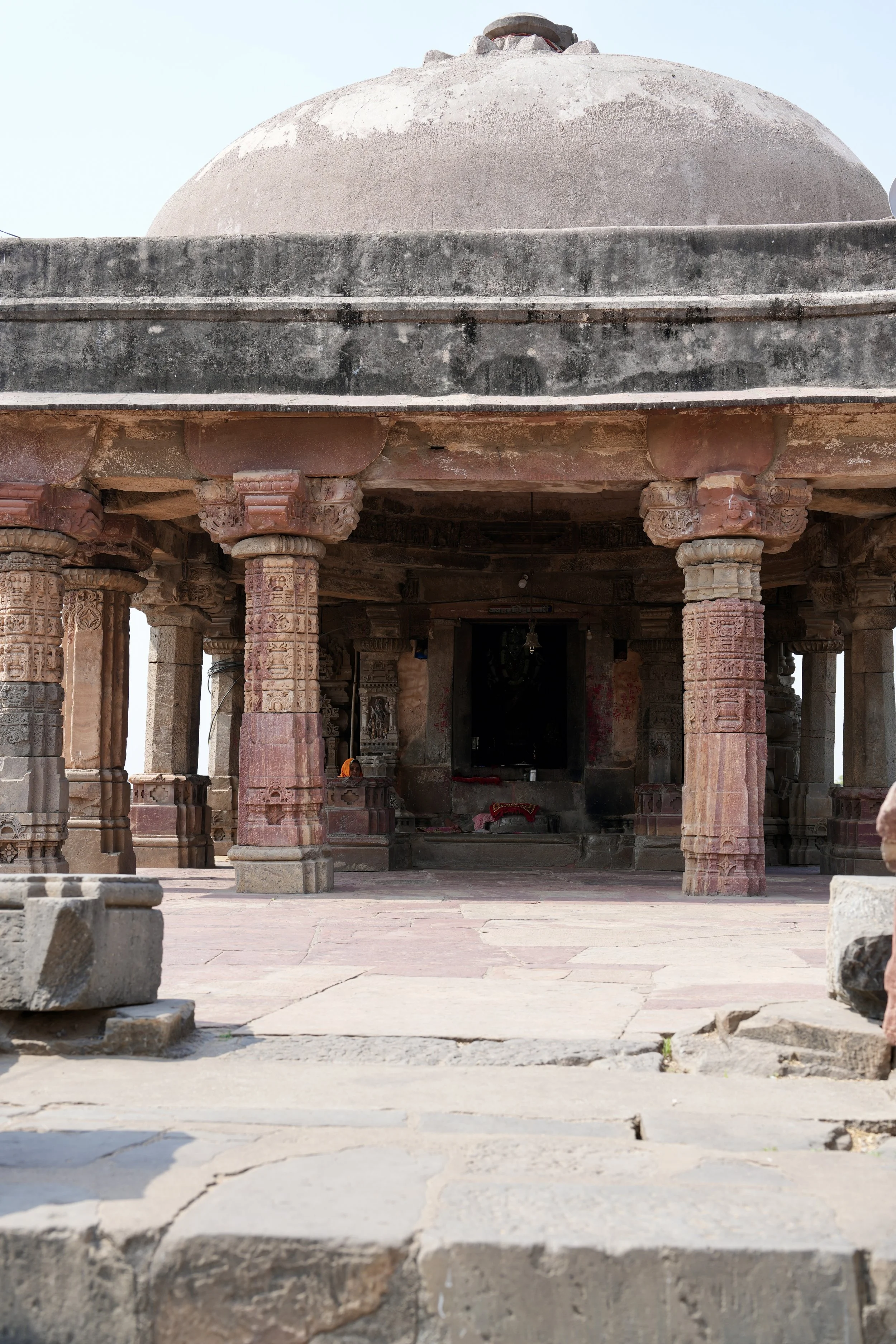 Harshat Mata Temple ruins in Abhaneri Rajasthan with carved sandstone blocks