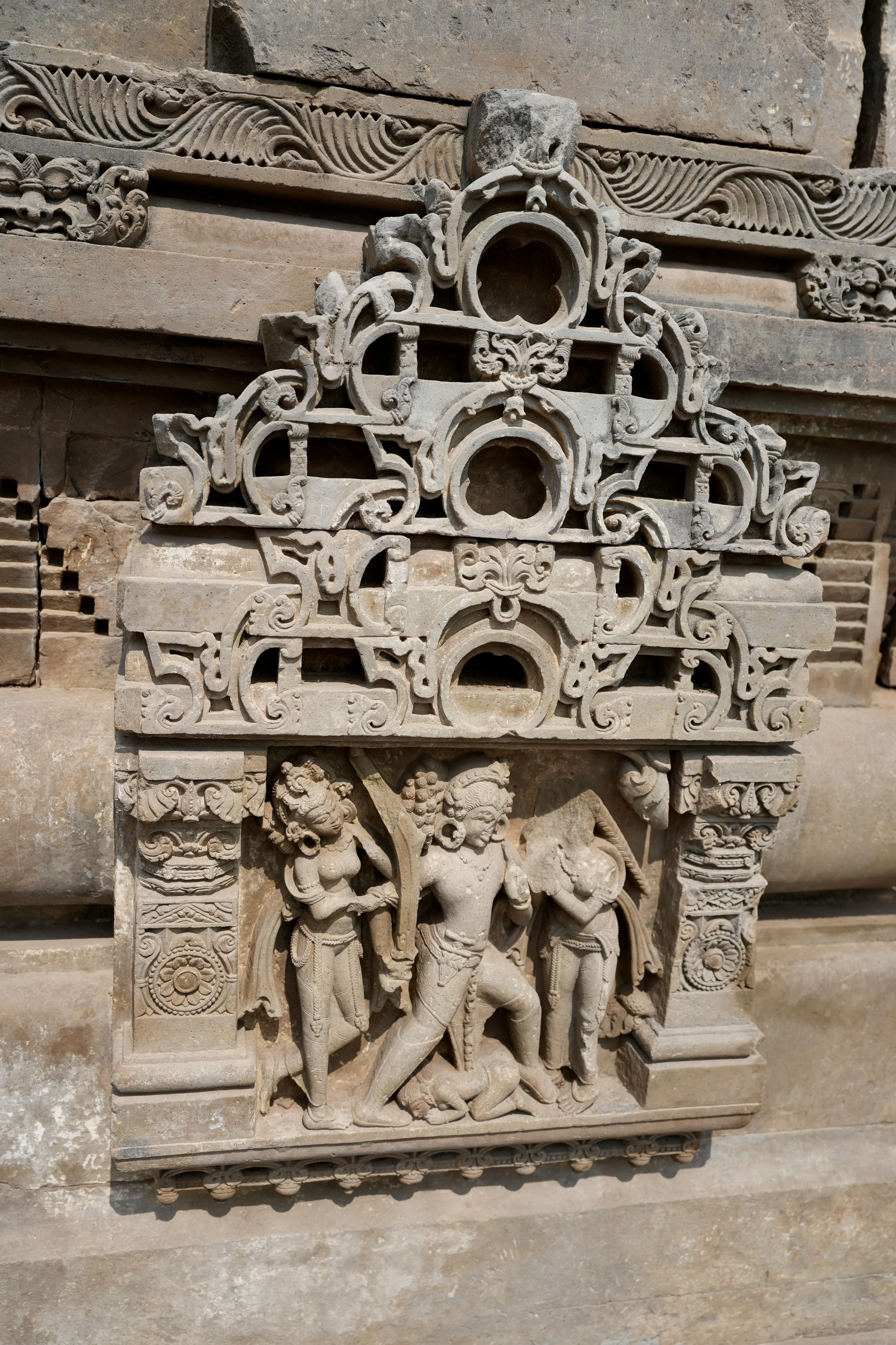 Carved stone fragments at Harshat Mata Temple Rajasthan India