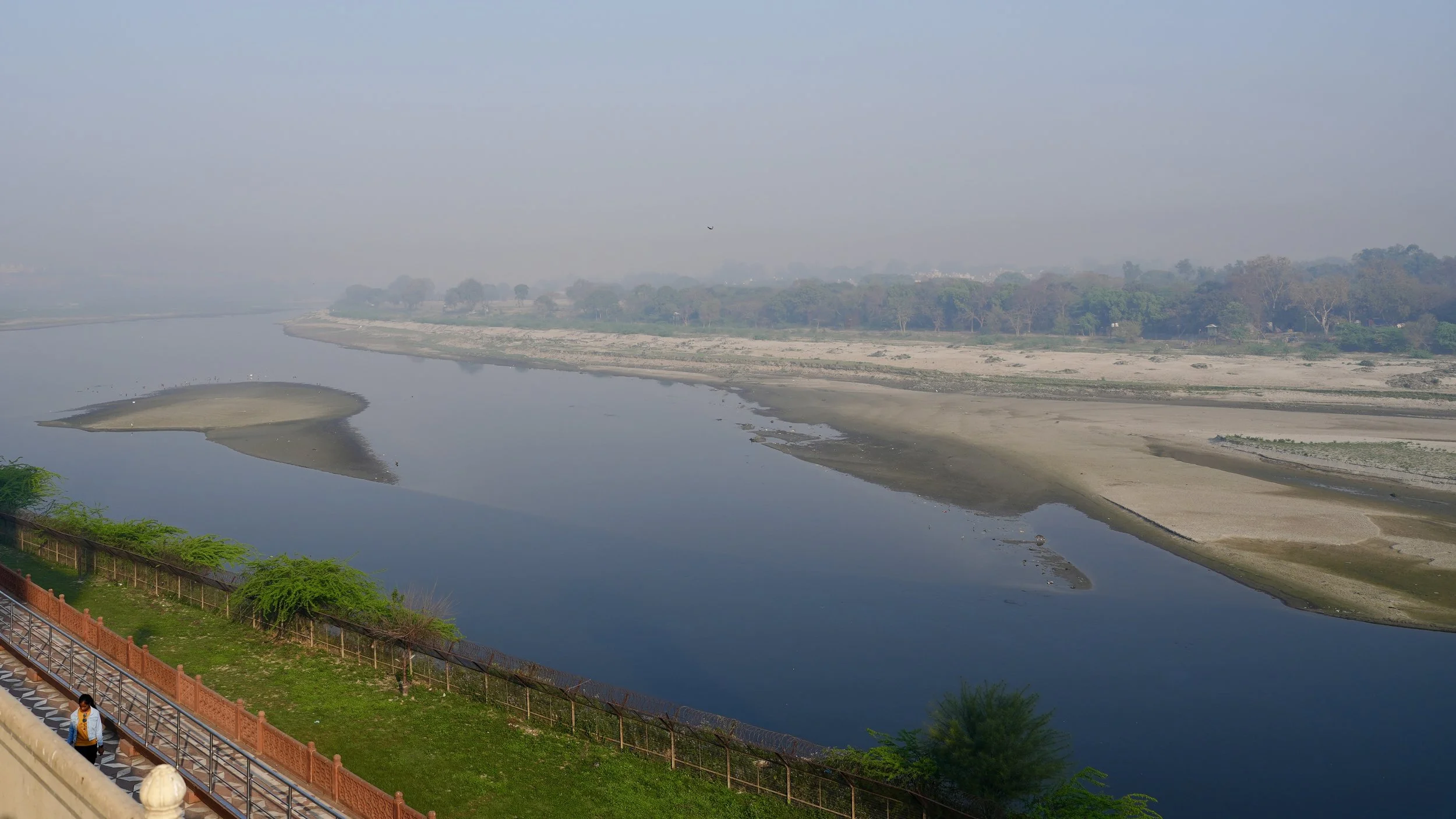 View of the Yamuna River from the rear of the Taj Mahal