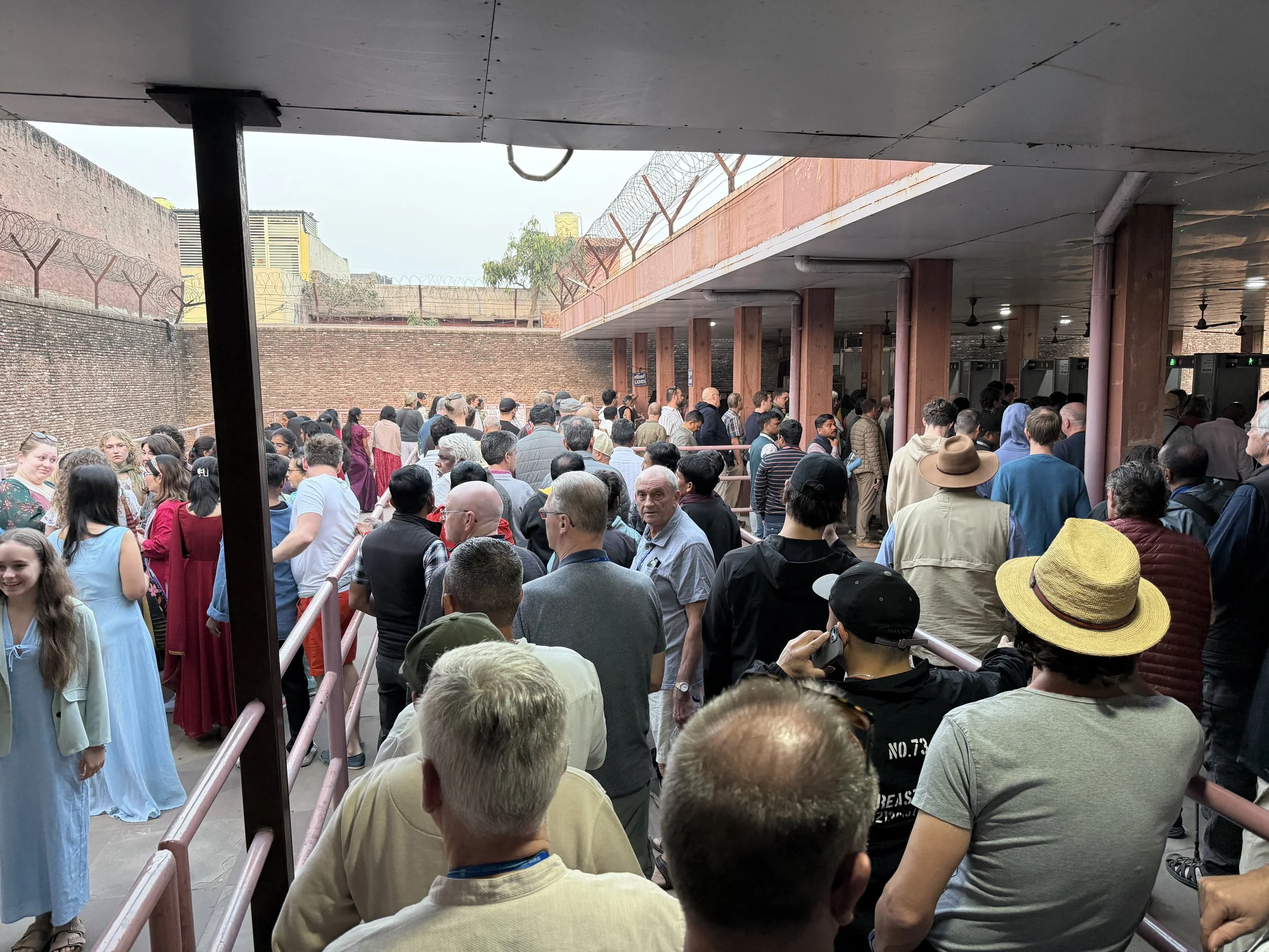 Visitors entering the Taj Mahal security gate in Agra
