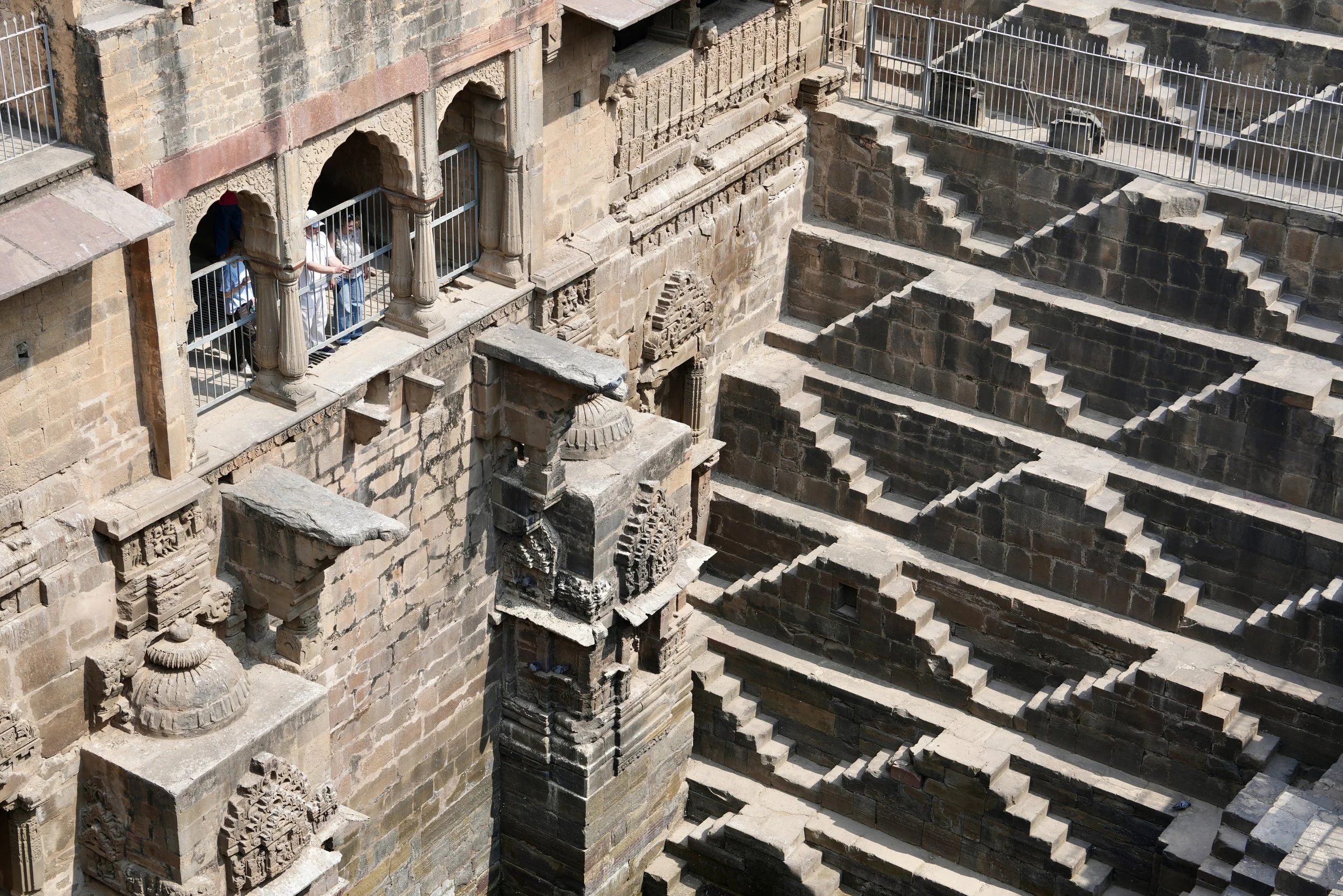 View down into Chand Baori showing thousands of steps and central water well