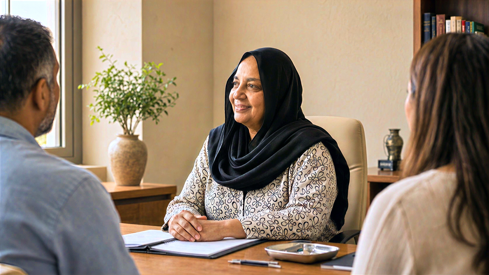Professor Hiba, our consultant neurologist, reviewing a case with guests at our Dubai clinic.