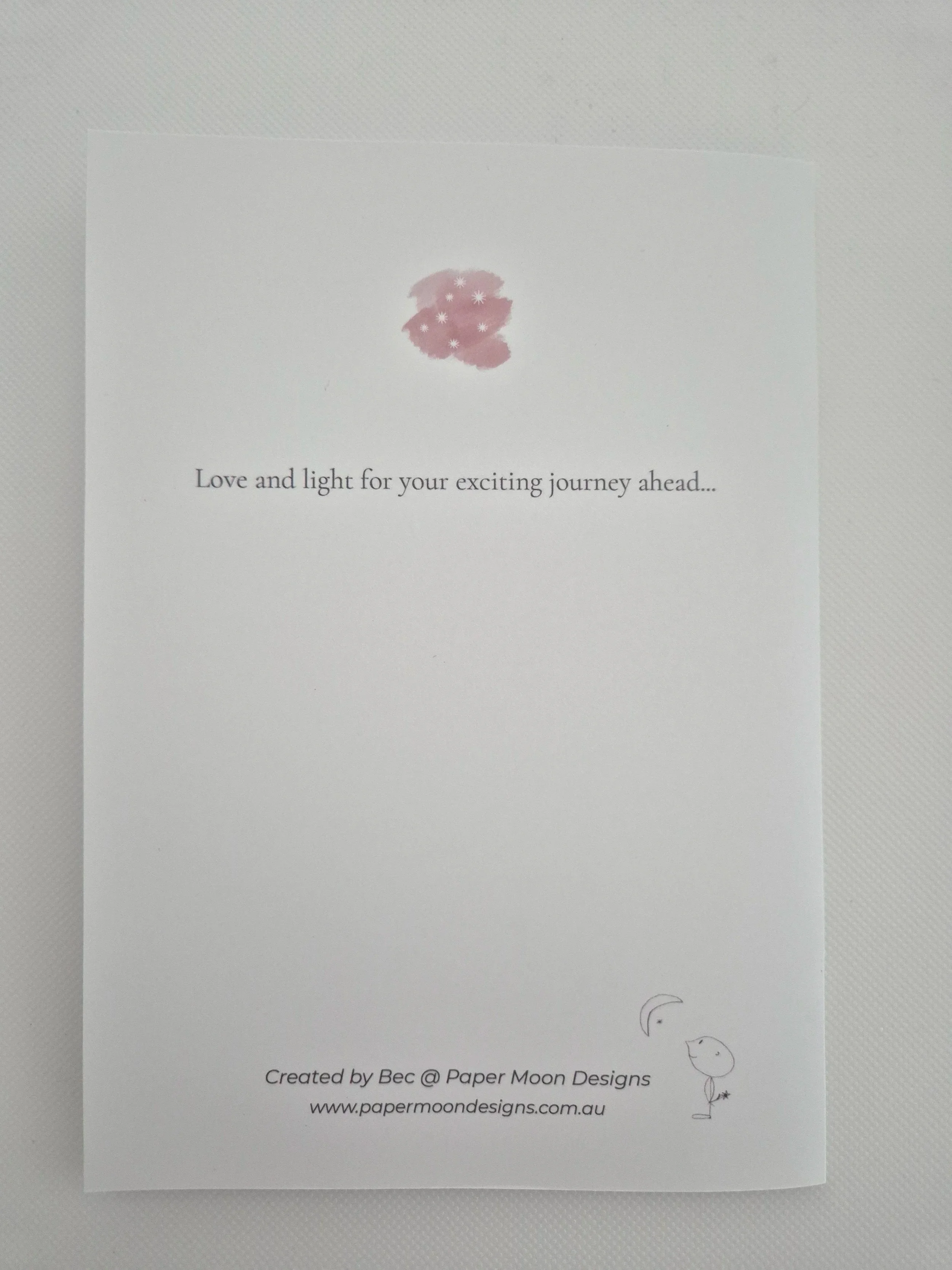 A look at the back of a personalised baby astrology book by Paper Moon Design. A truly unique keepsake for newborns.