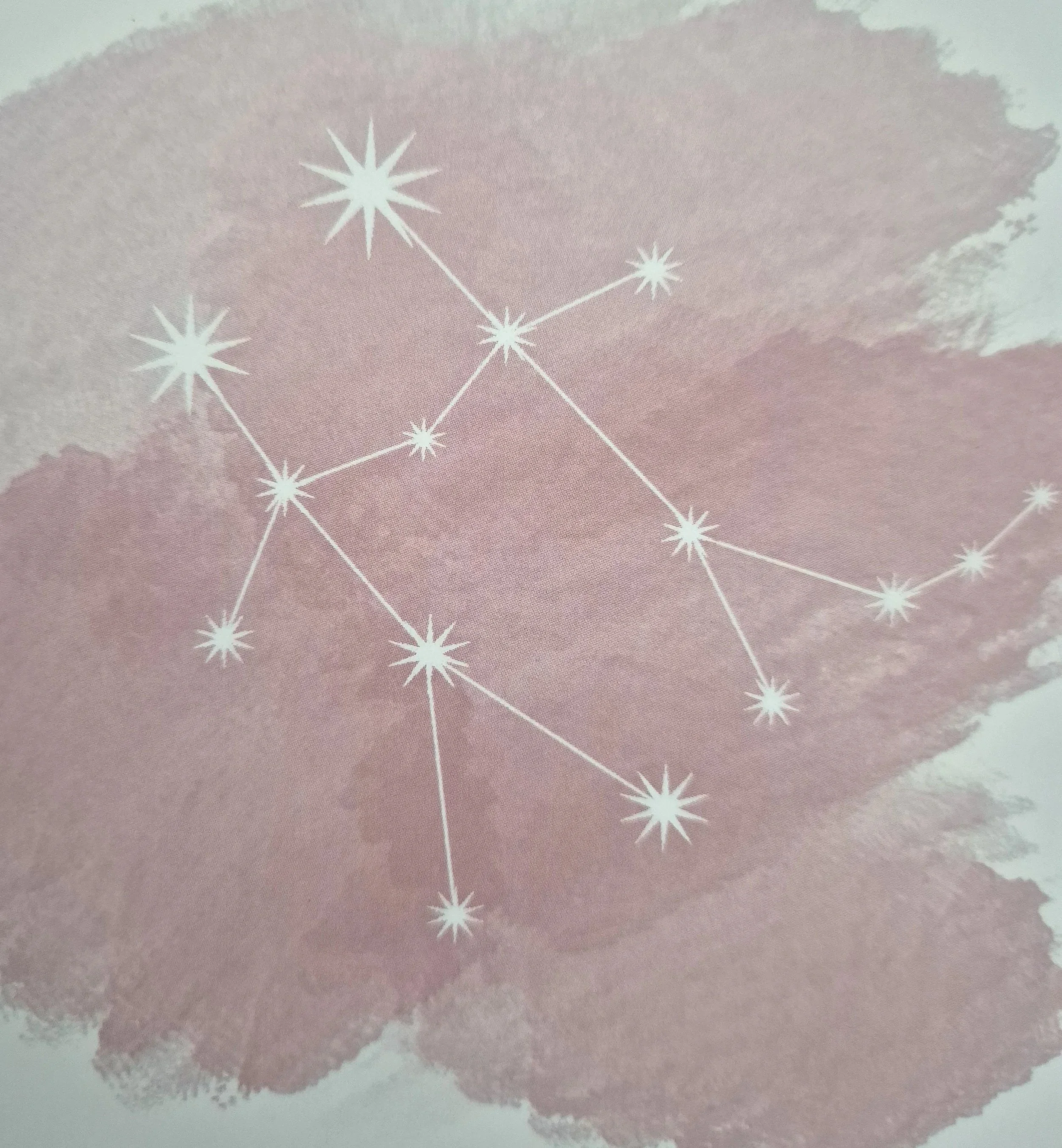 Gemini constellation showing on the front of a personalised baby astrology book.