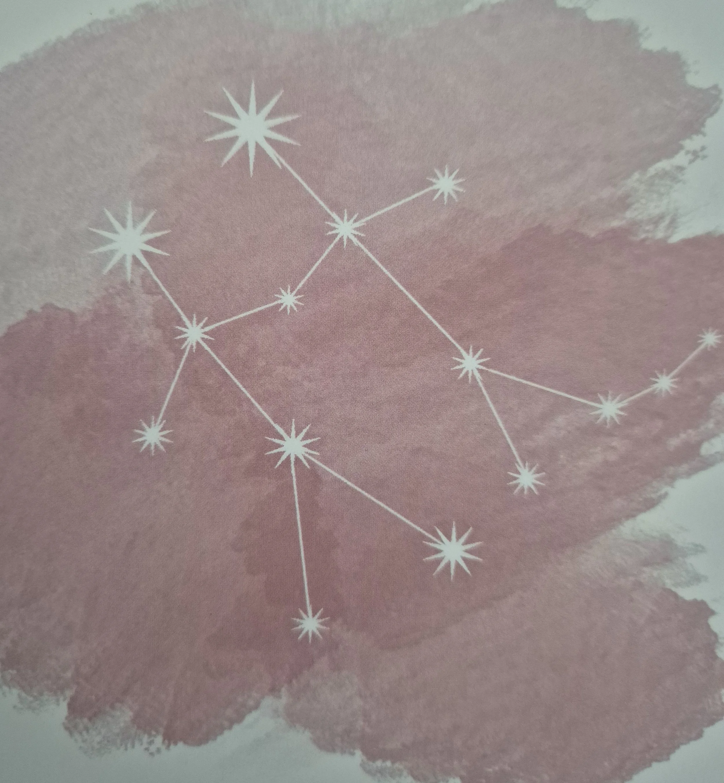 Gemini constellation showing on the front of a personalised baby astrology book.