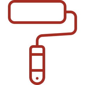 A red paint roller icon.