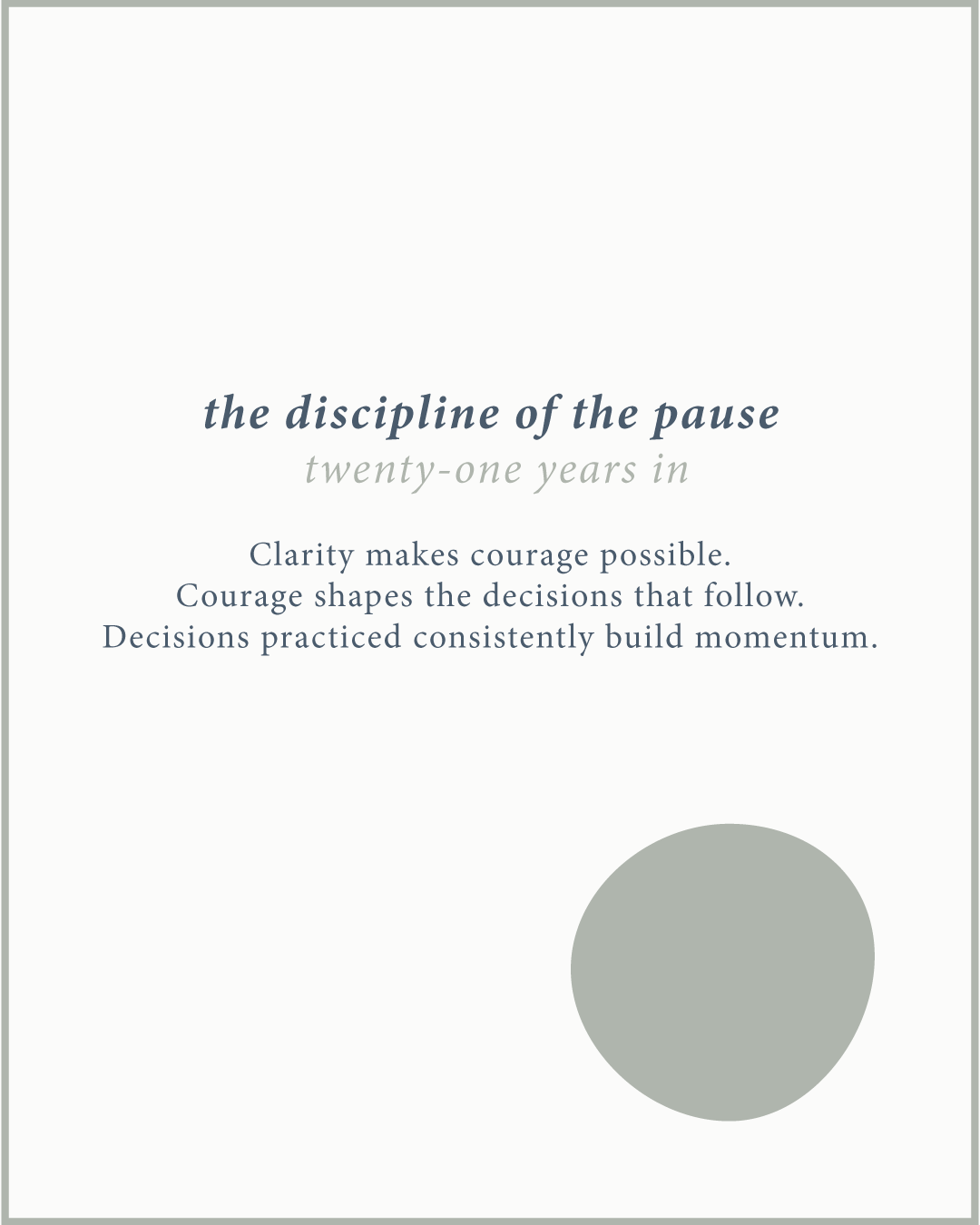 the discipline of the pause